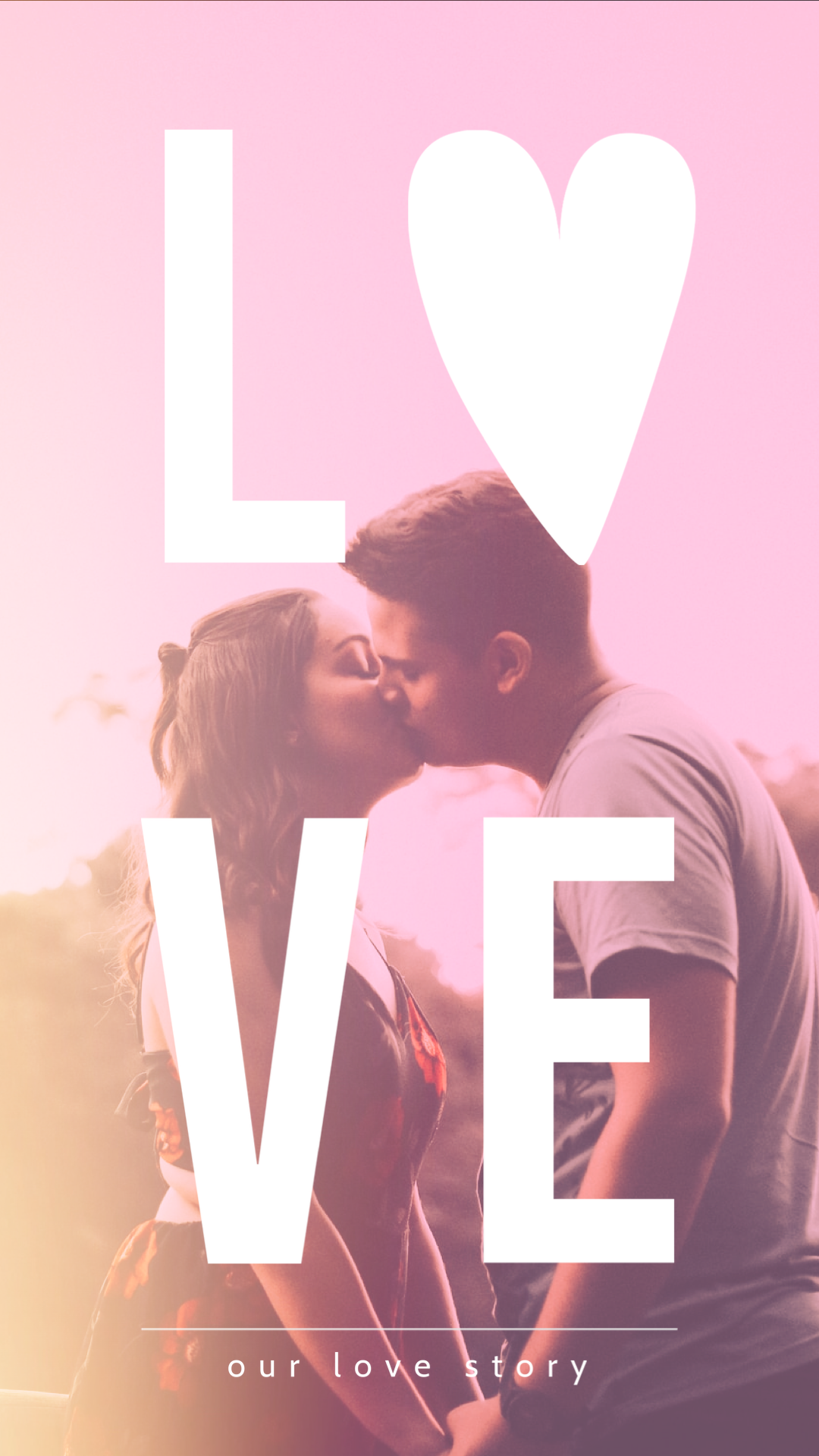 A Man And Woman Kissing In Front Of A Pink Background Love Story Template