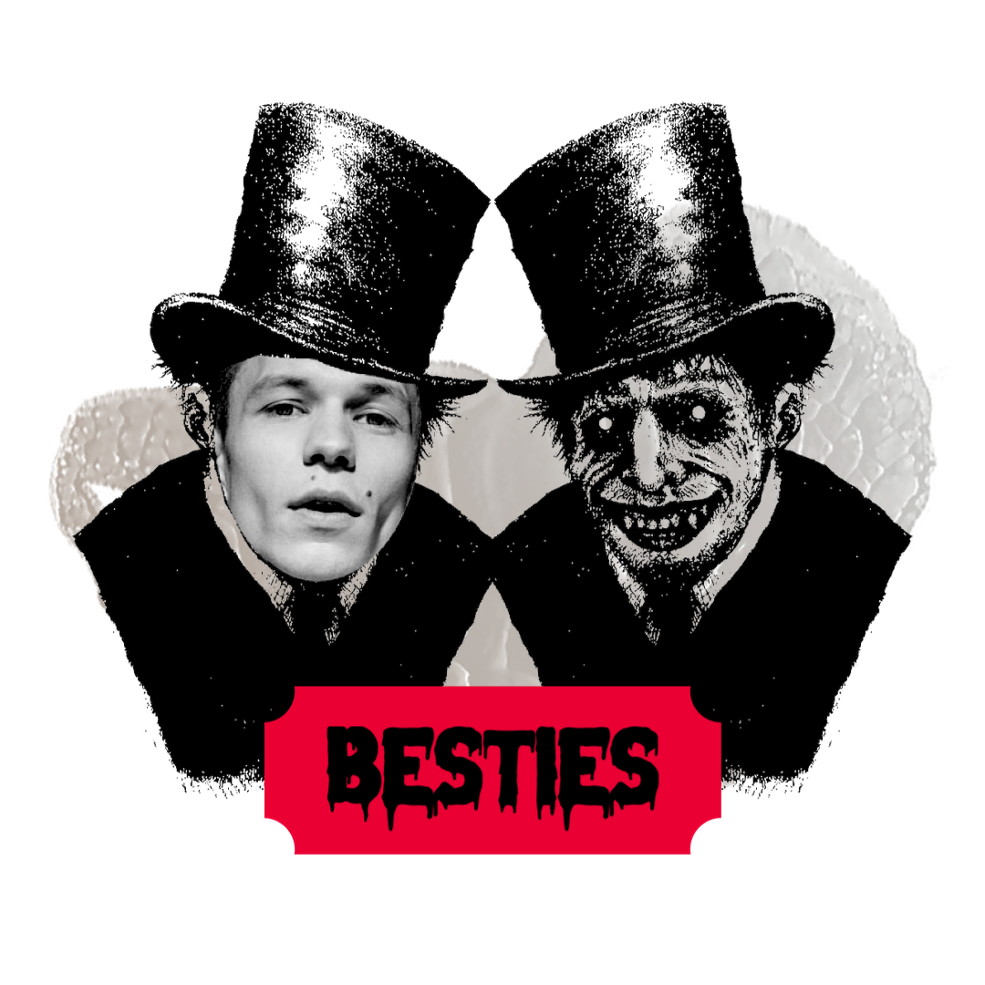 Two Men Wearing Top Hats With The Words Besties On Them Halloween Stickers Template