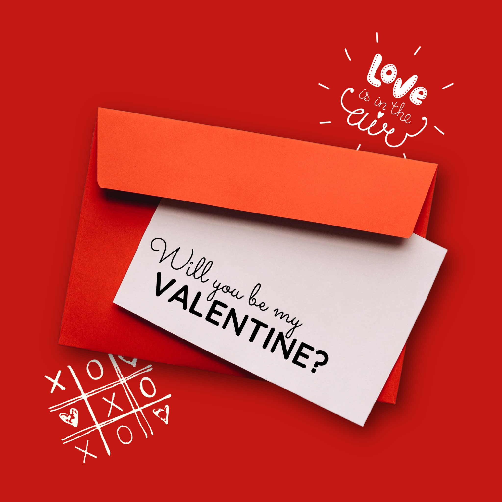 red Valentine’s magic photo of an envelope instagram post template