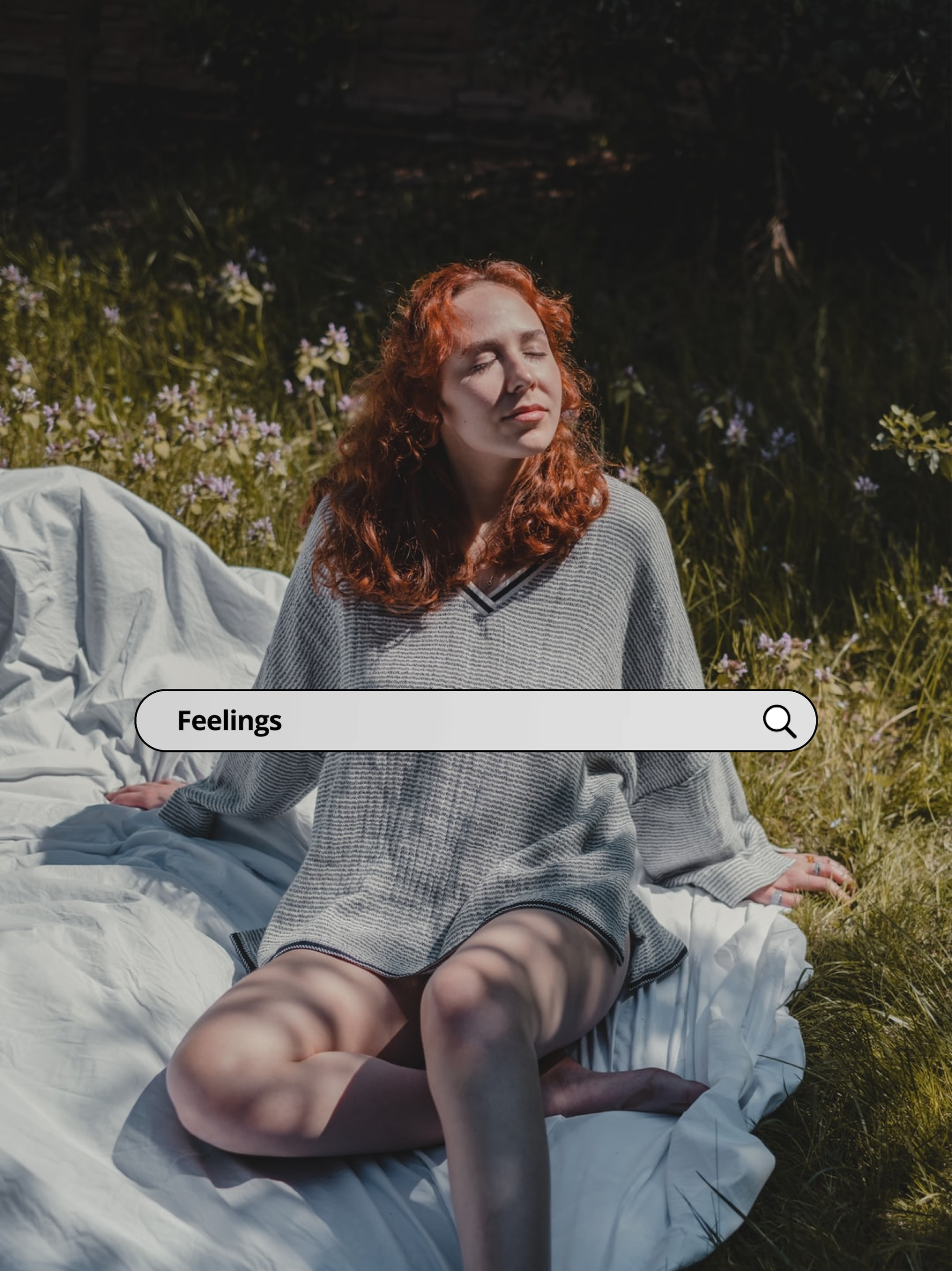 A Woman With Red Hair Sitting On A Blanket Notifications Template