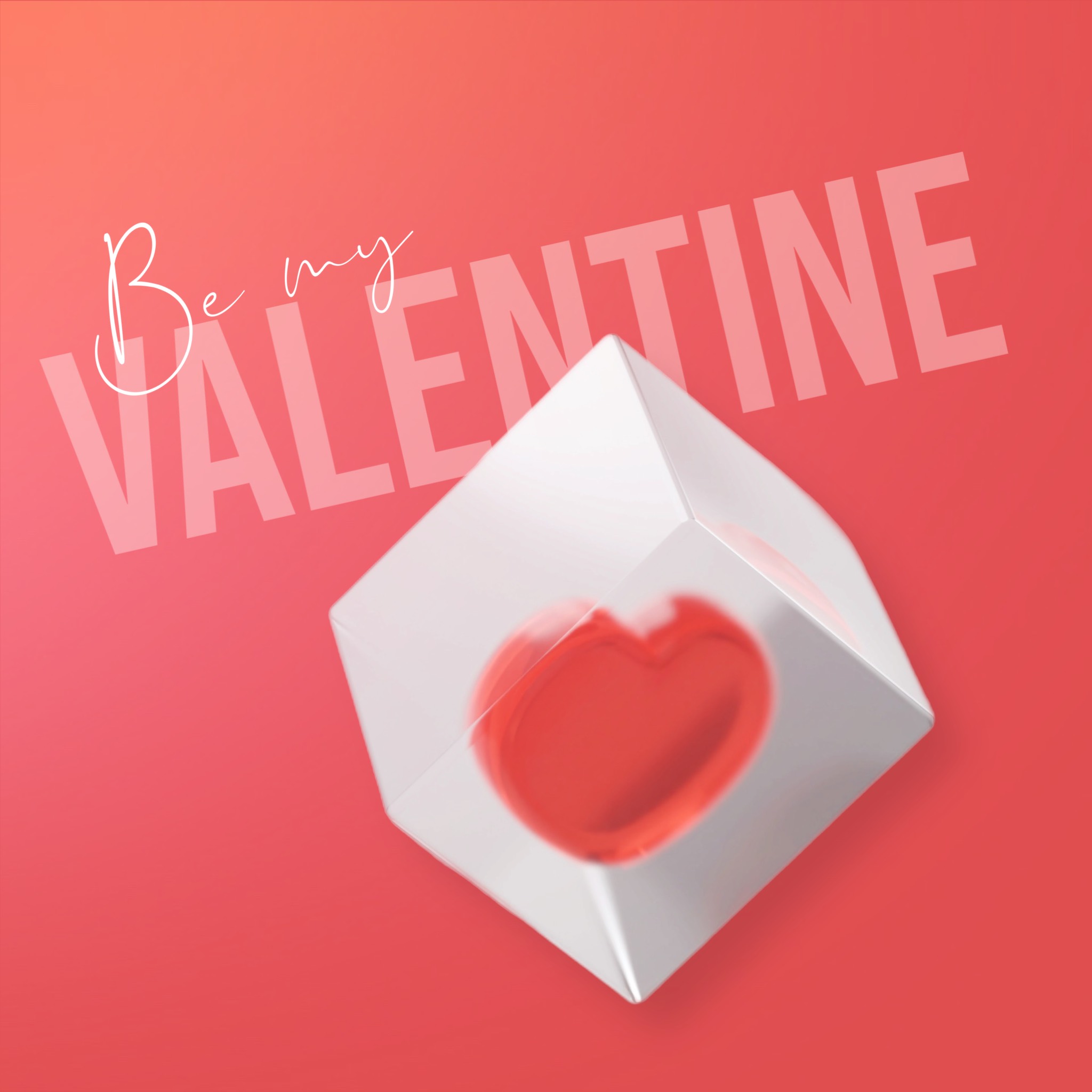 red Valentine’s magic photo 3D heart cube instagram post template
