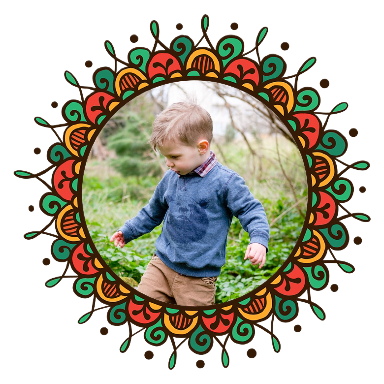 Boy and colorful frame whatsapp stickers template