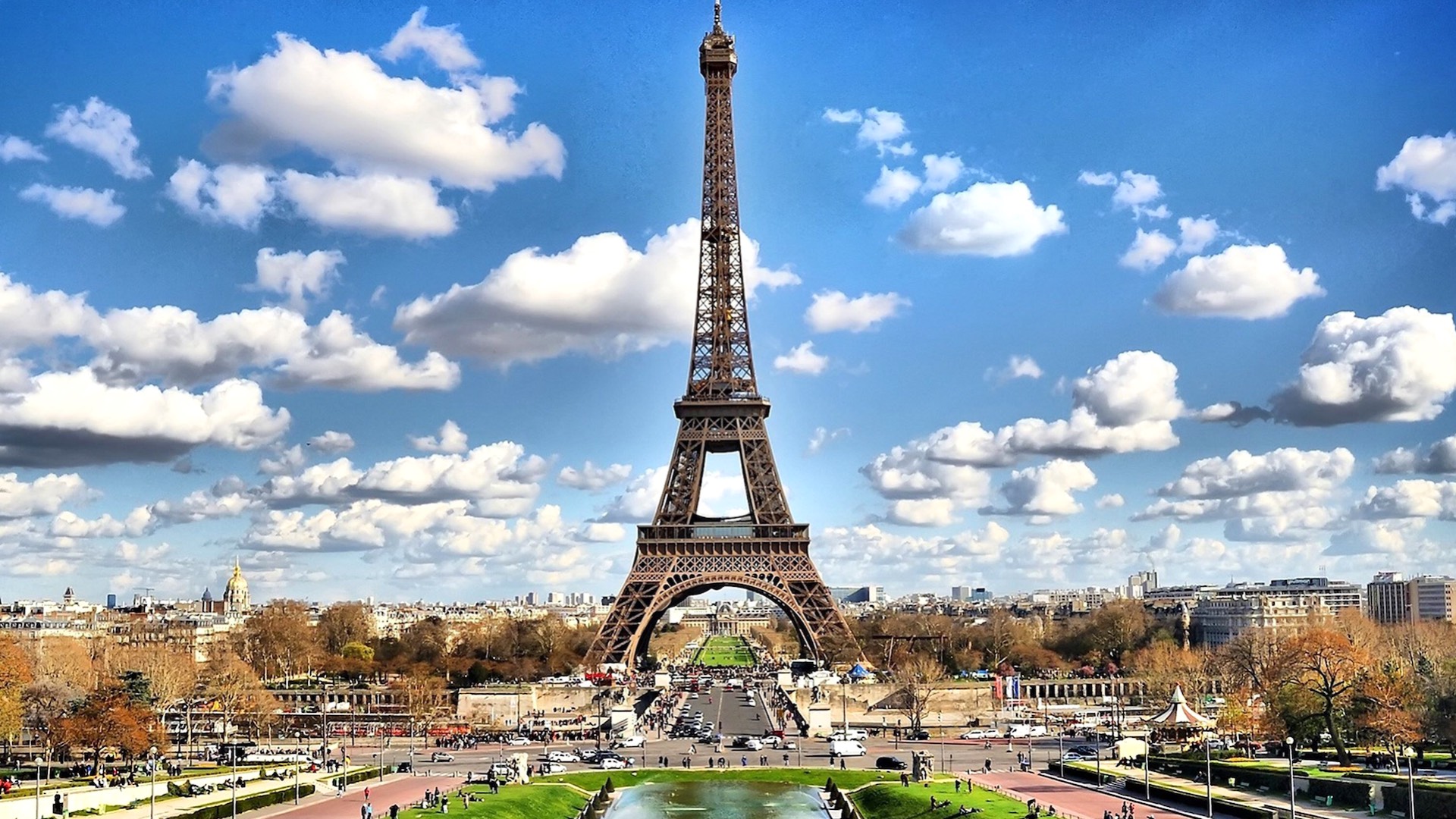 The Eiffel Tower Towering Over The City Of Paris Zoom Backgrounds Template