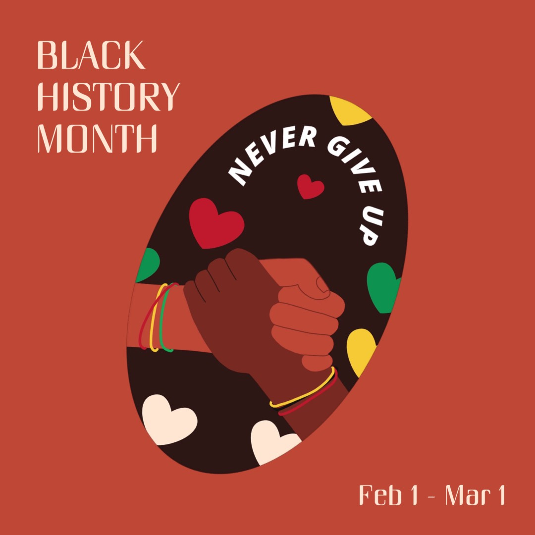 Black history month handshake illustration brown instagram post template 