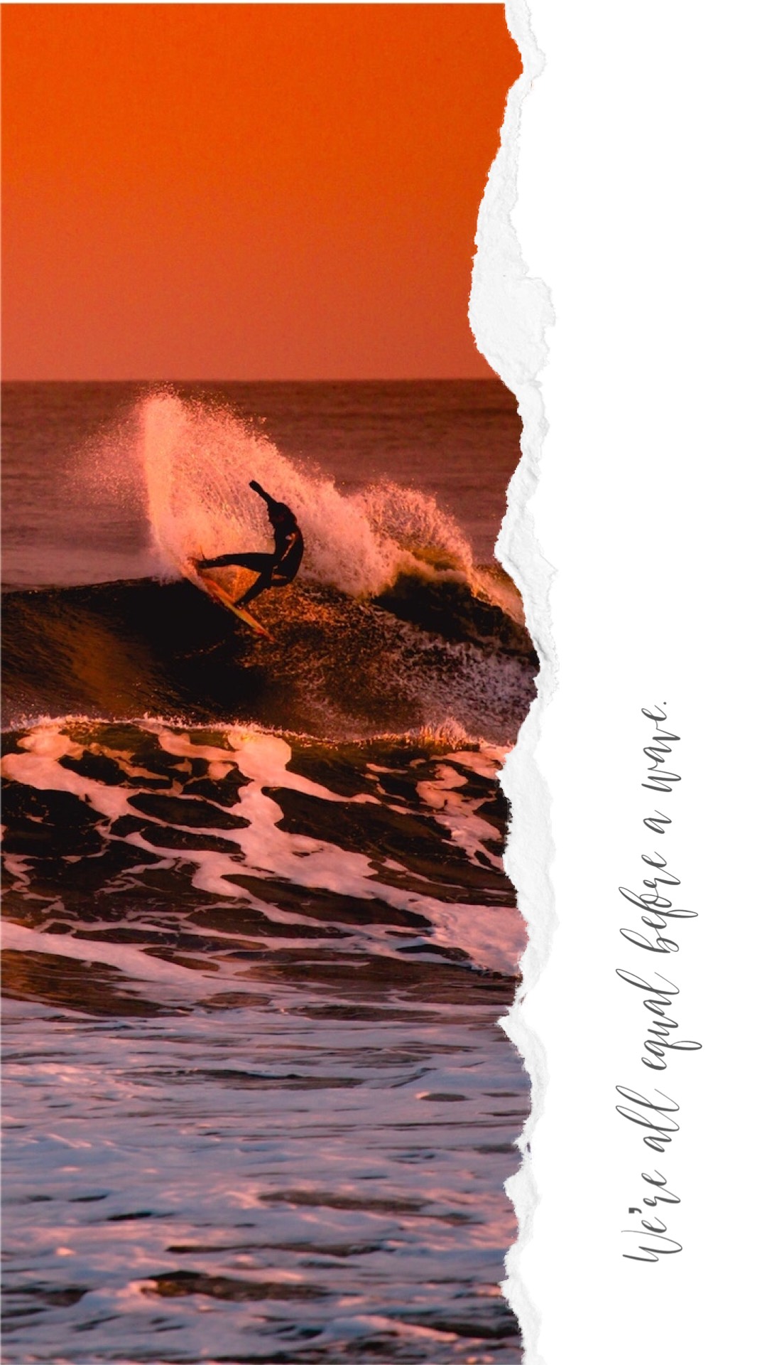 A Man Riding A Wave On Top Of A Surfboard Torn Paper Template