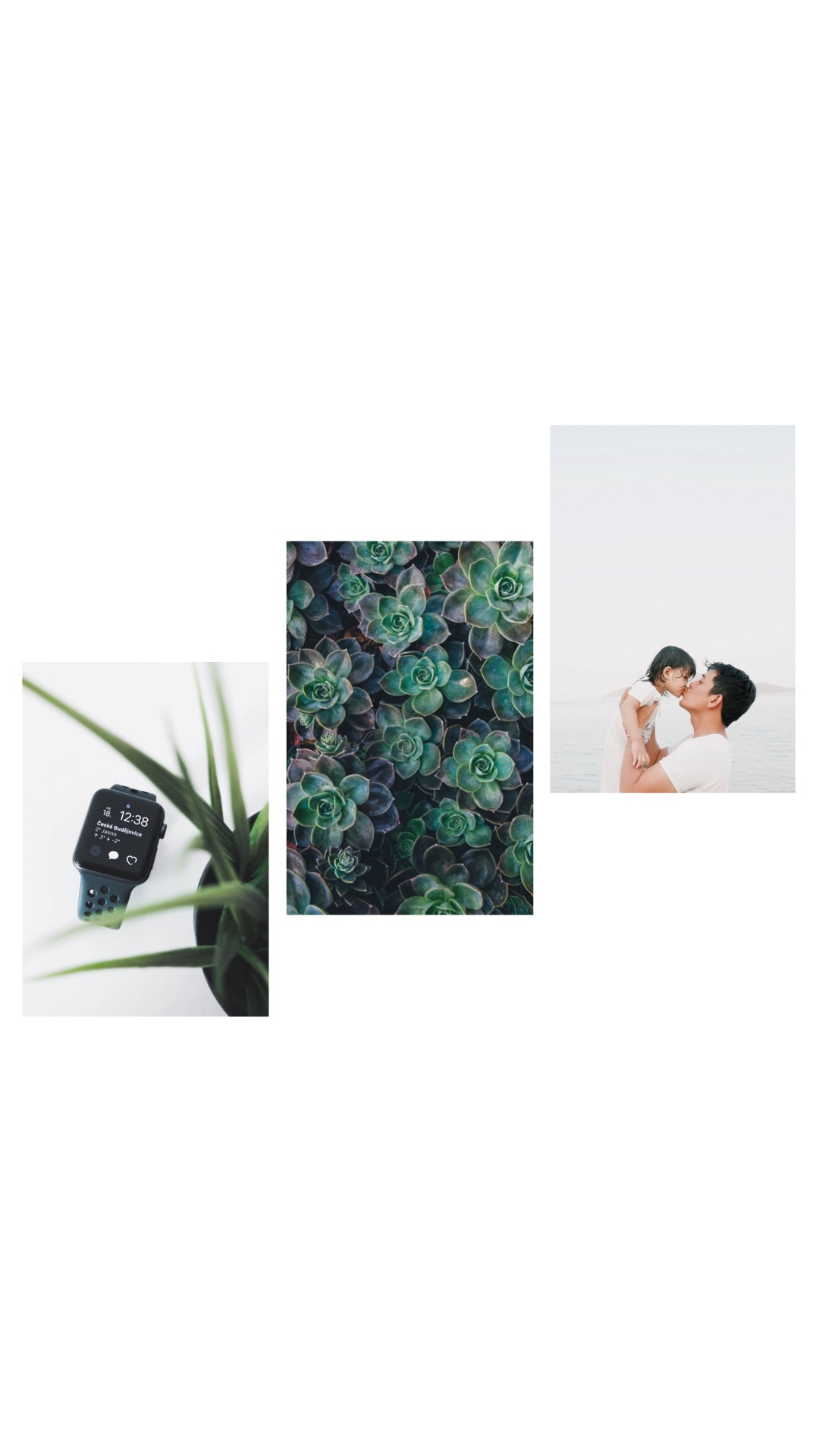 Smartwatch, plant and family collage Classy template