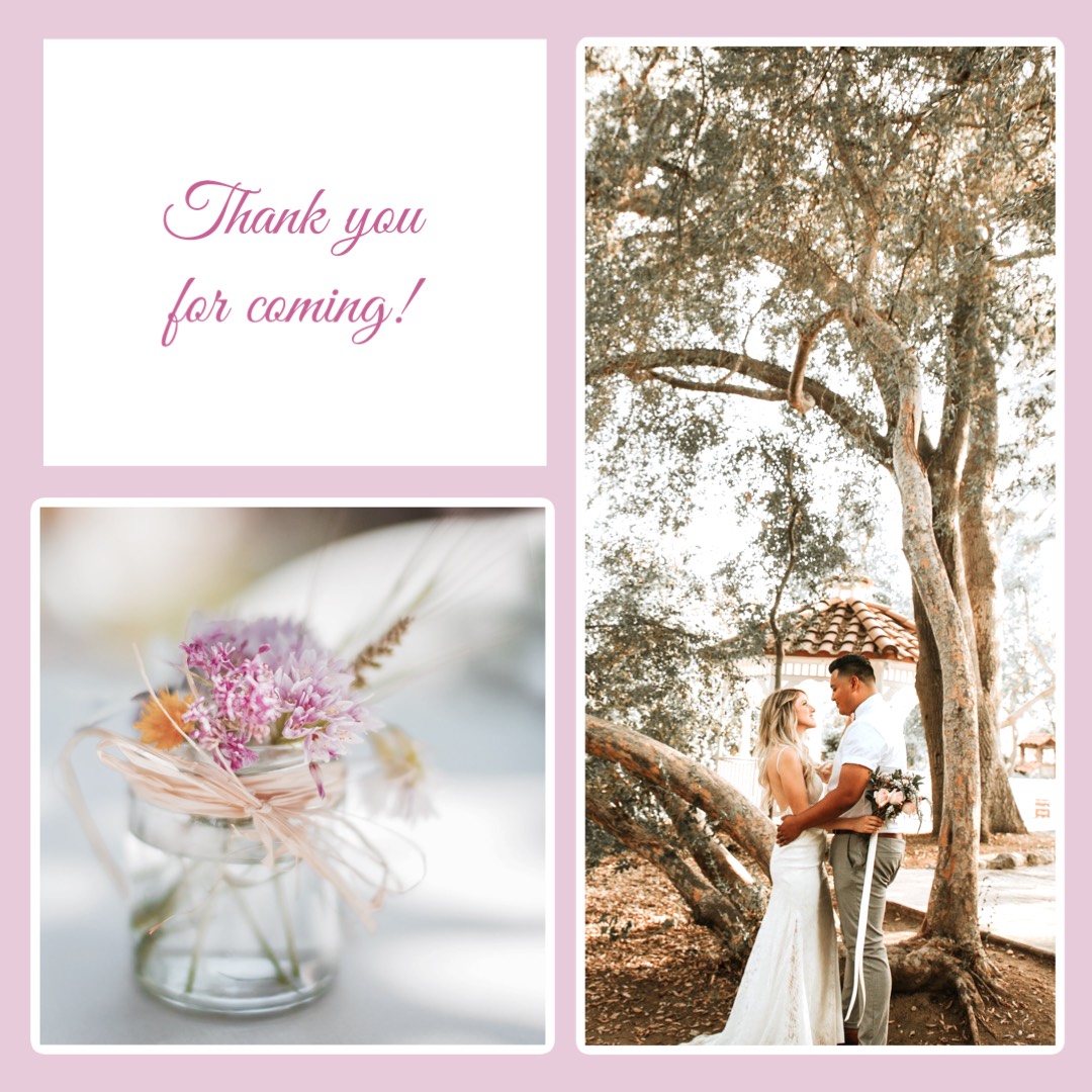 A Picture Of A Bride And Groom Under A Tree Grids Template
