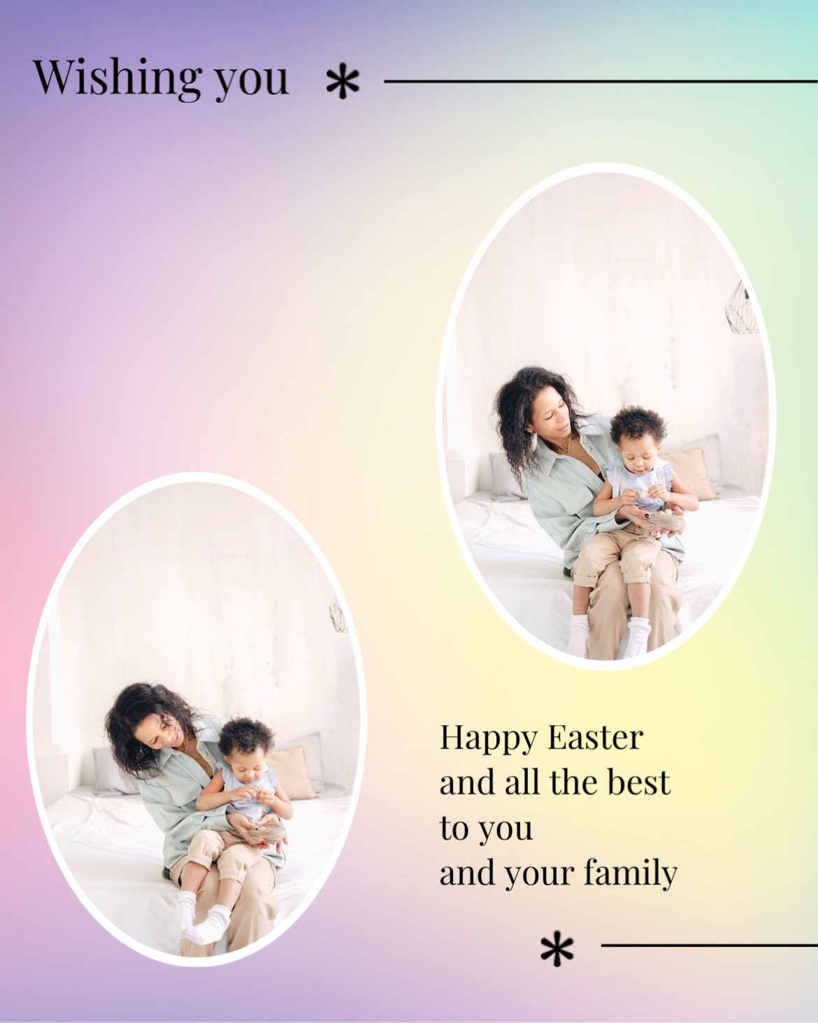 Family Picture Colorful Easter Cards Ideas Template