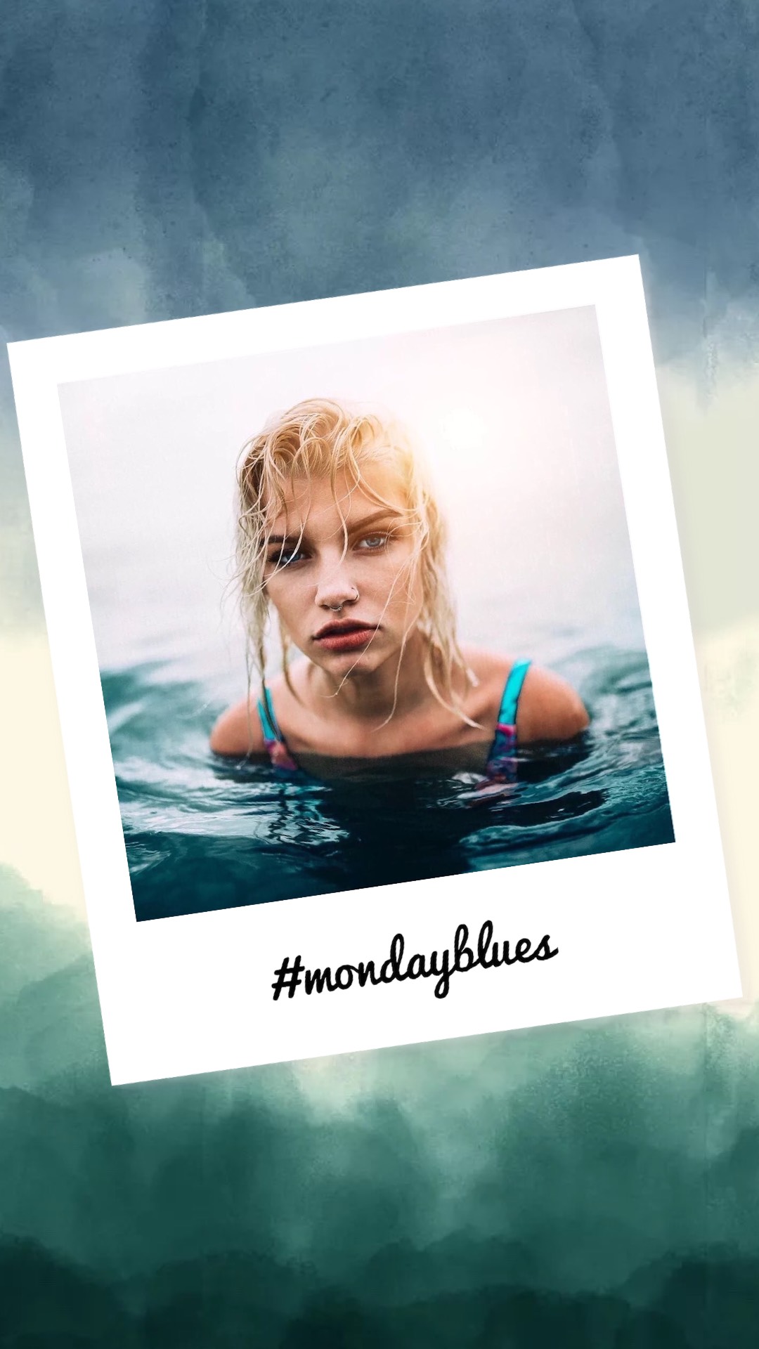 Women in the ocean polaroid picture instagram story template