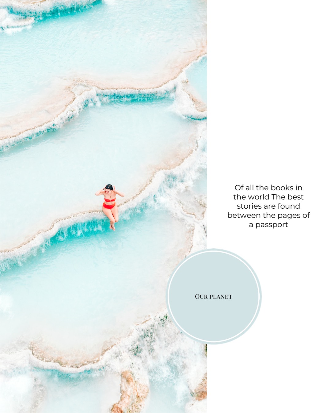 A Woman In A Red Bathing Suit Floating In A Pool Of Water Wanderlust Template