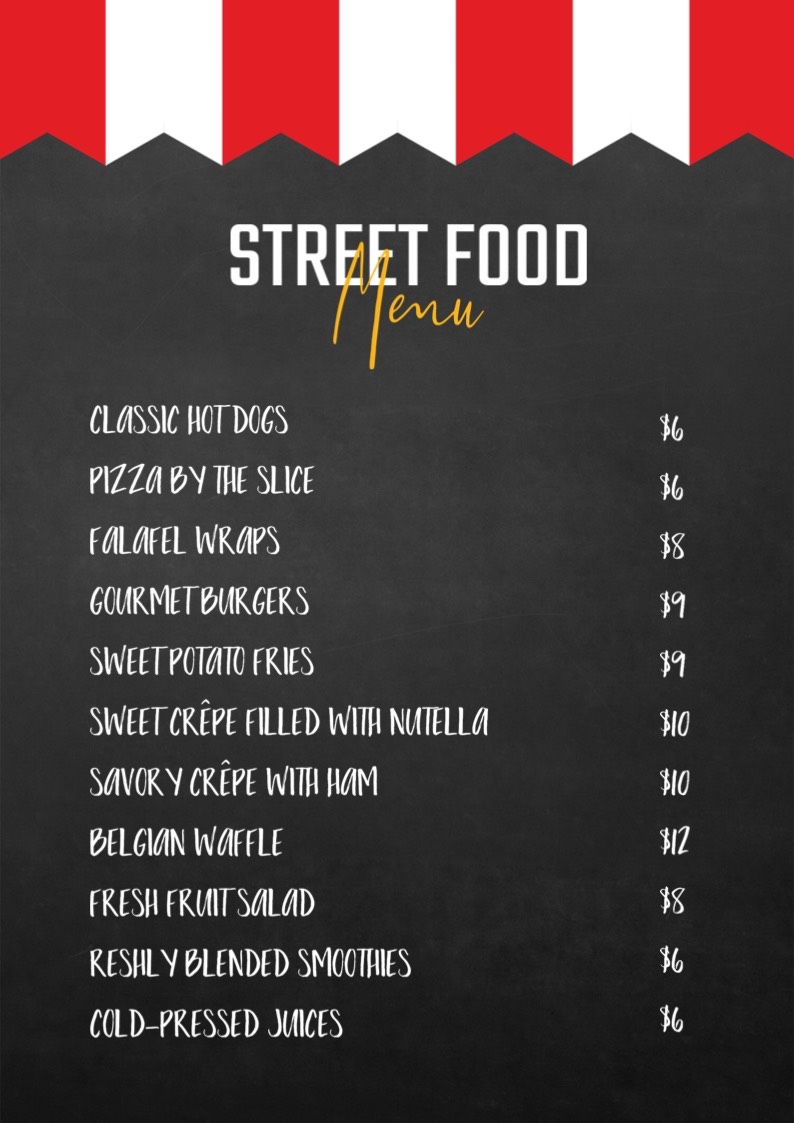 street food restaurant menu template