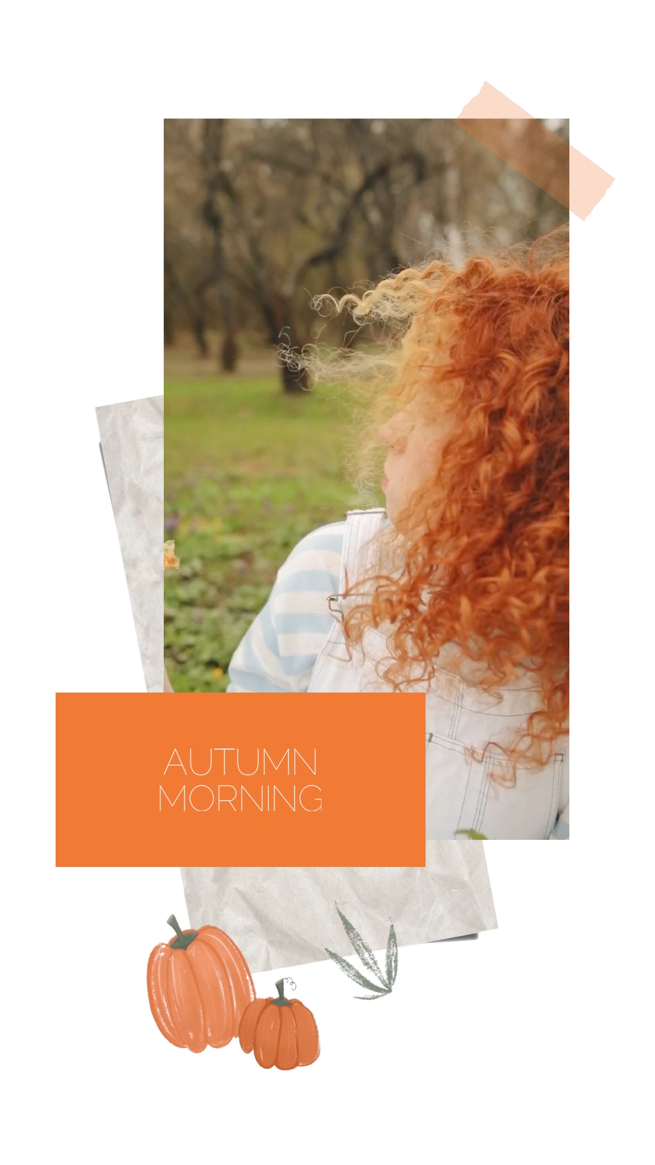 Red Hair Girl Pumpkins Instagram Story Template