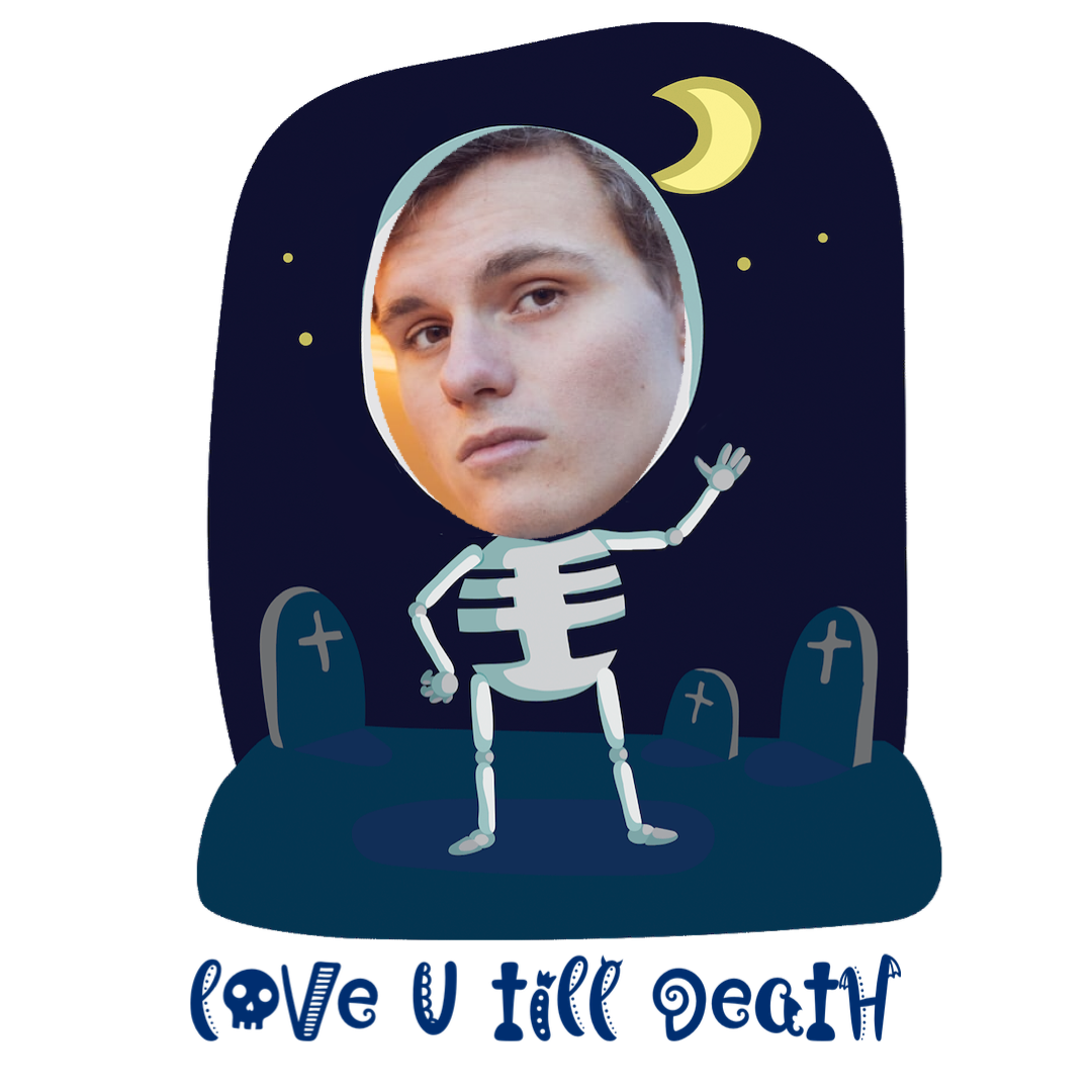 A Man With A Skeleton Face And A Full Moon In The Background Halloween Stickers Template