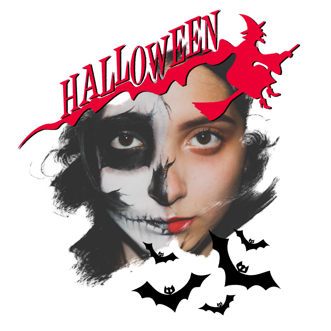 A Woman With Makeup Painted To Look Like A Skeleton Halloween Stickers Template