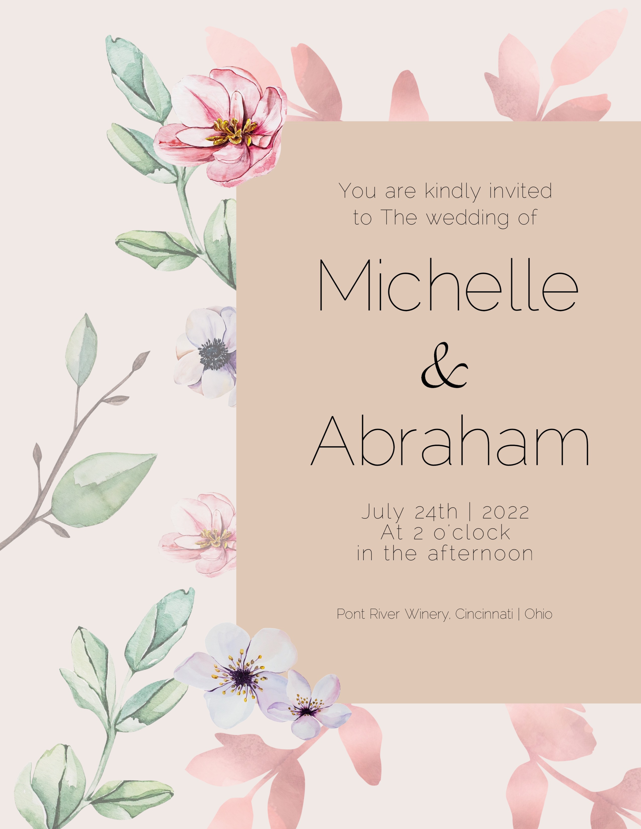 A Wedding Card With Watercolor Flowers On It Wedding Template