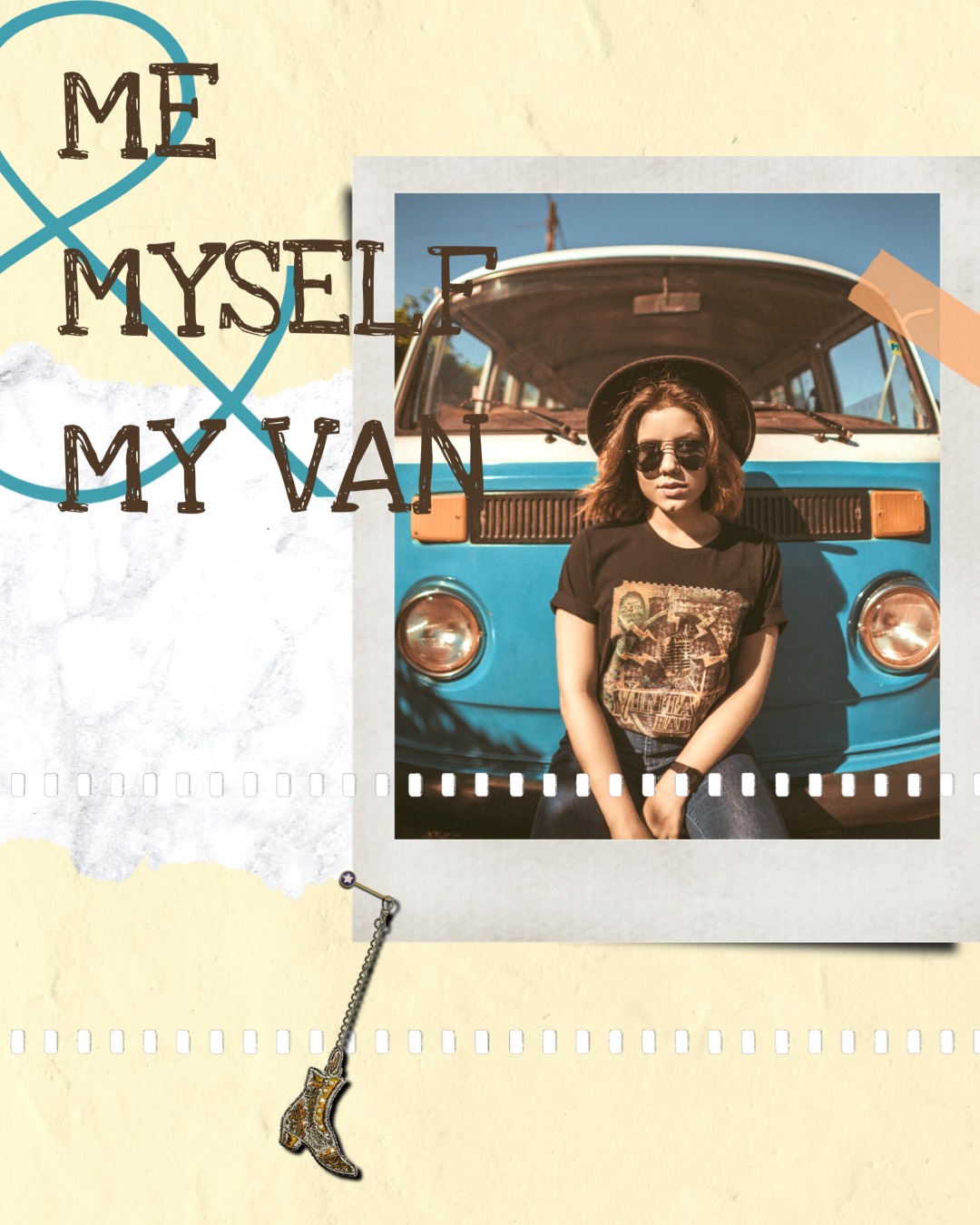 A Collage Of A Girl With A Guitar And A Car Wanderlust Template