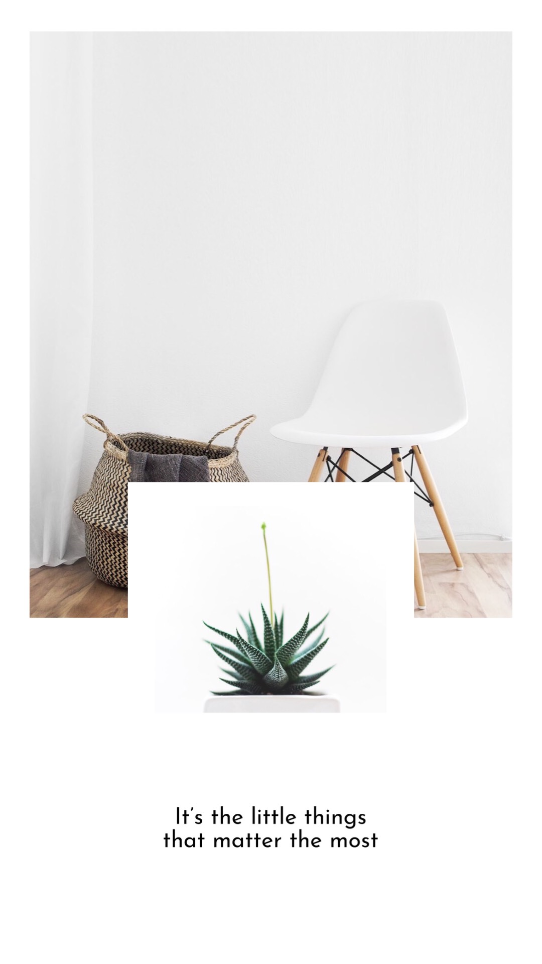 A White Chair Sitting Next To A Potted Plant Simple Story Template