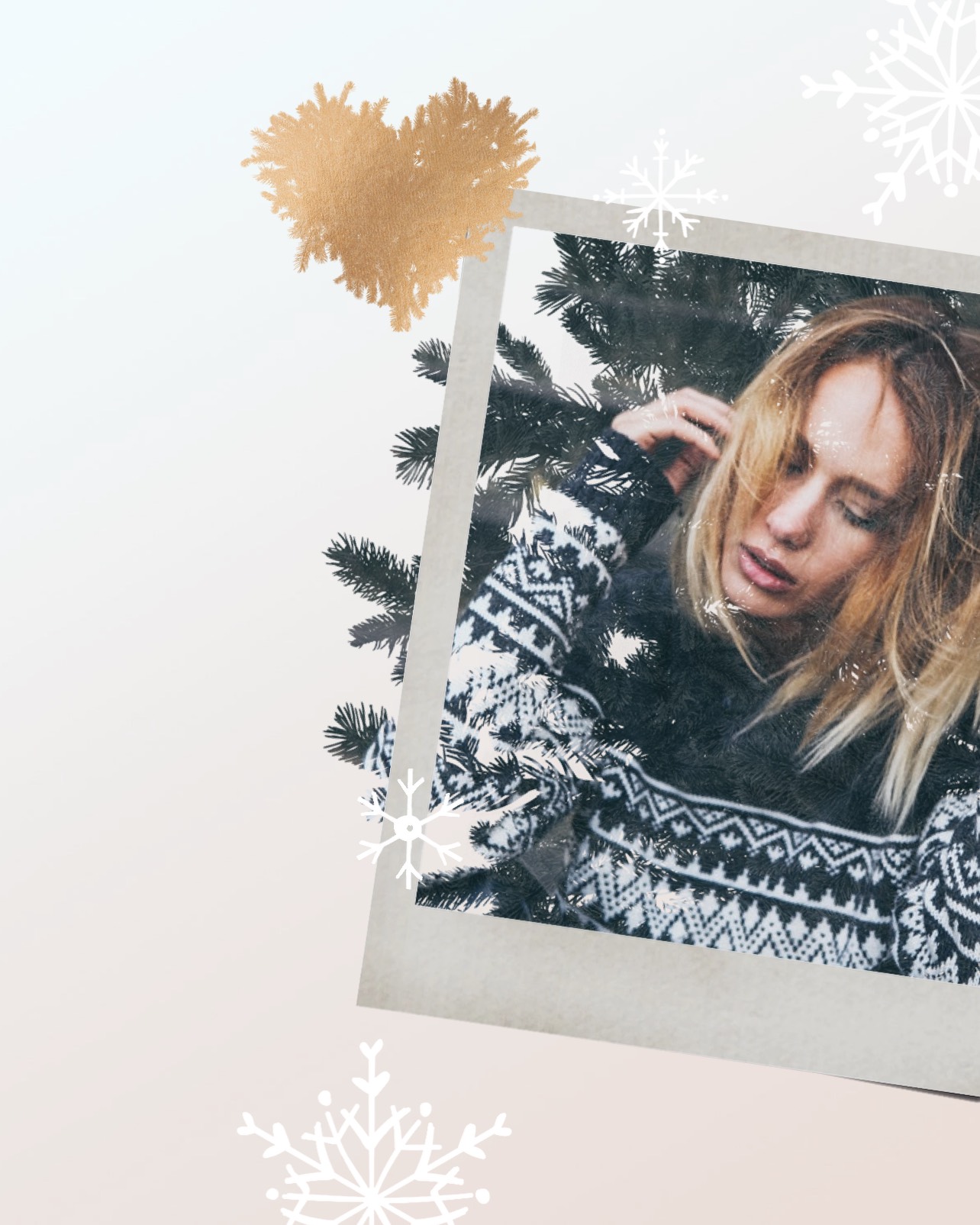 A Polaroid Picture Of A Woman In A Sweater Winter Wonderland Template