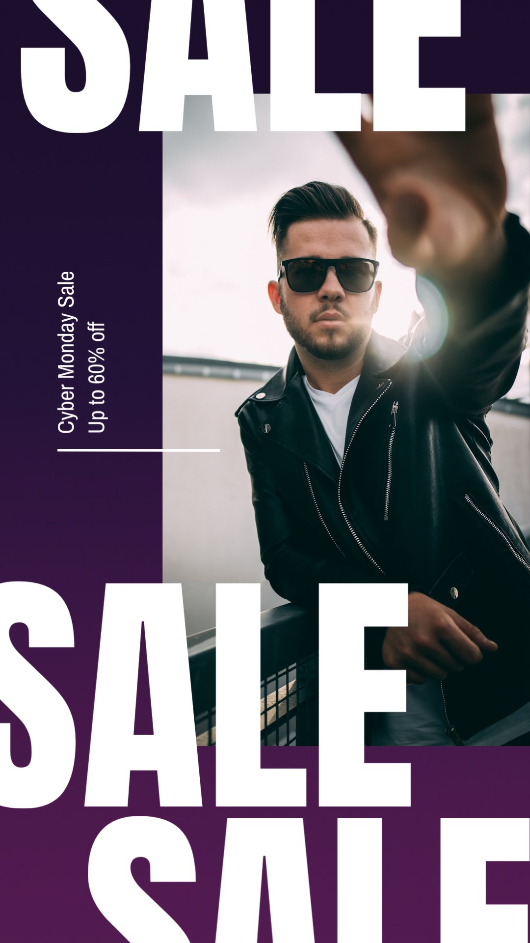 Man with suglasses cyber monday sale flyer template