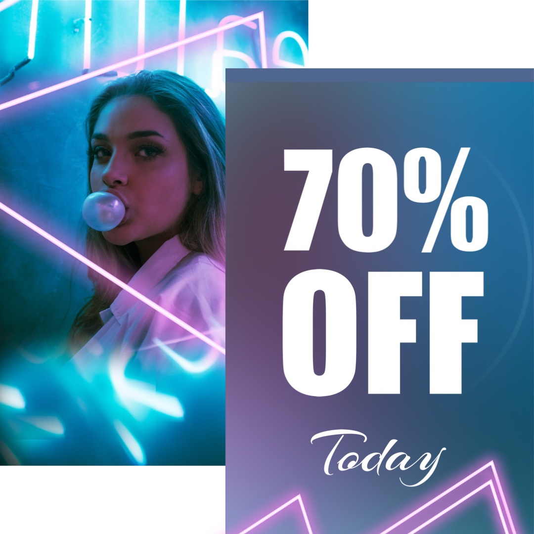 Woman With Bubble Gum Fashion Instagram Post Template