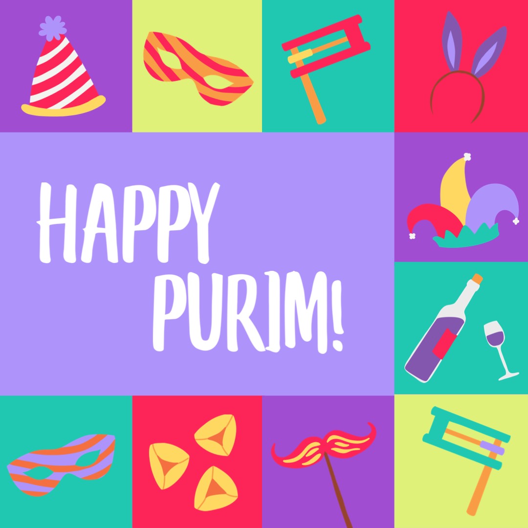 Purim icons instagram post template