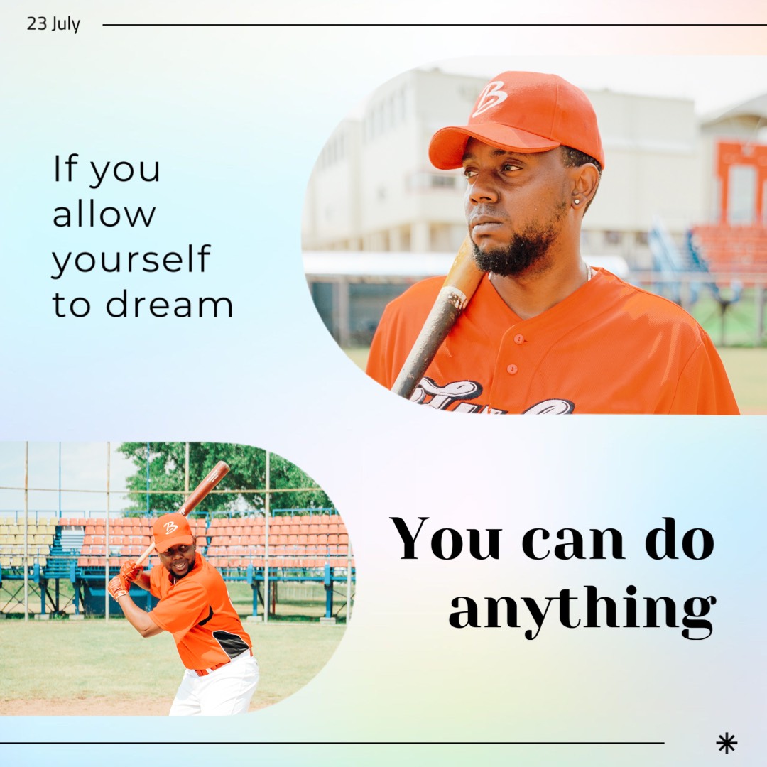 A Man Holding A Baseball Bat On Top Of A Field Facebook Post Template