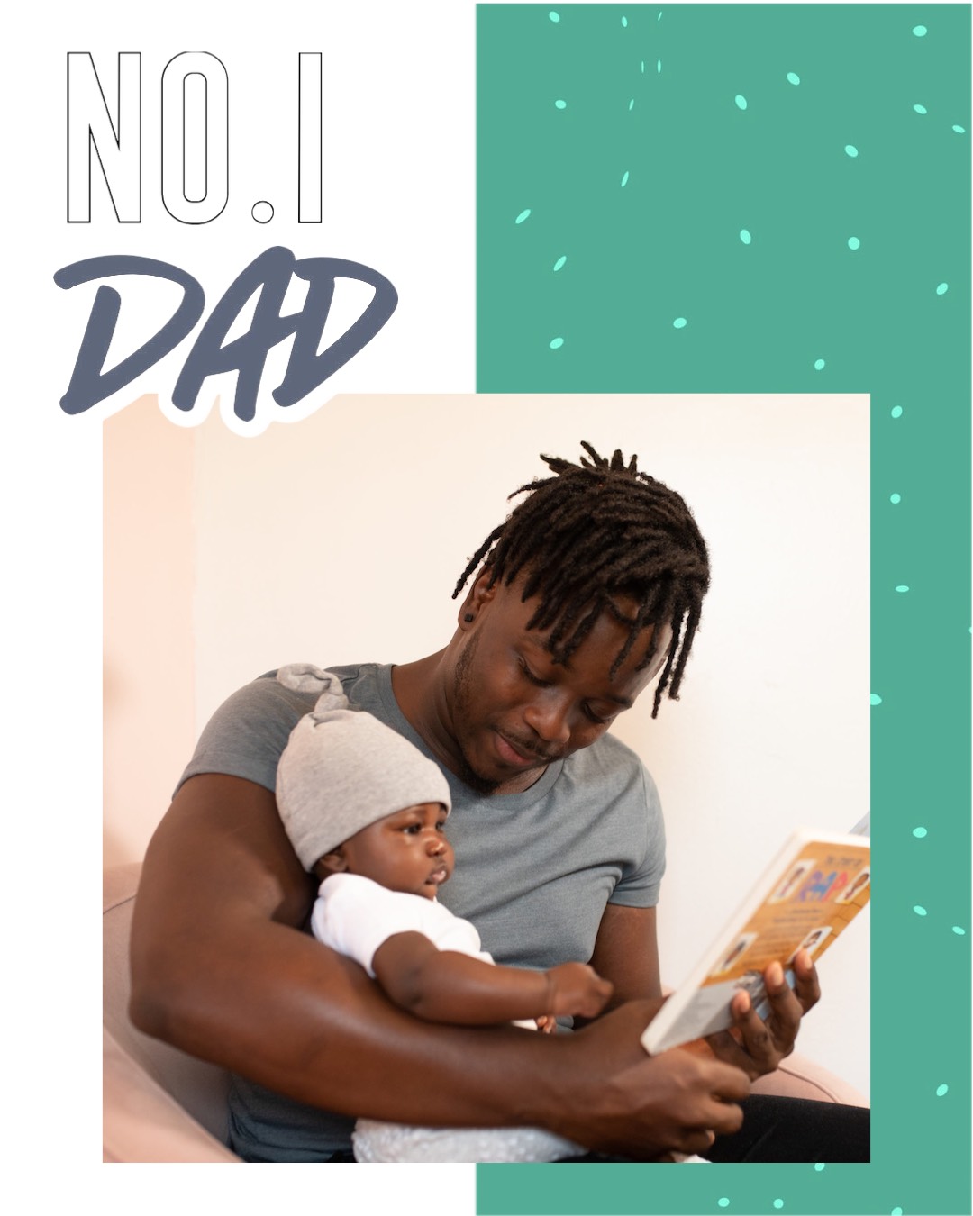A Man Holding A Baby While Reading A Book Father S Day Template