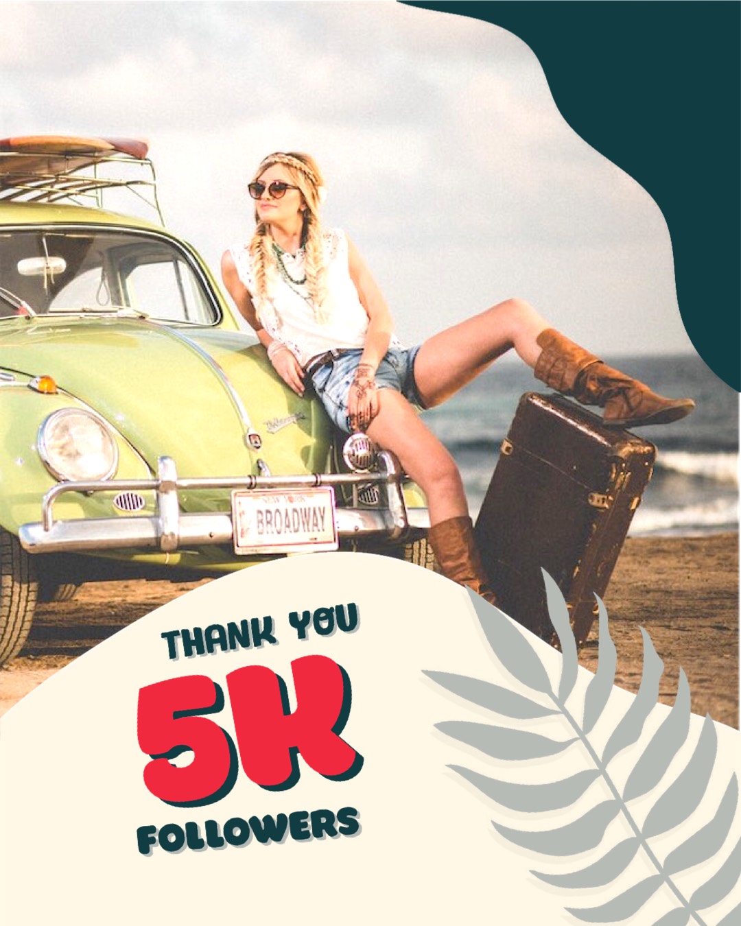 Thank You 5K Followers Retro Summer Template