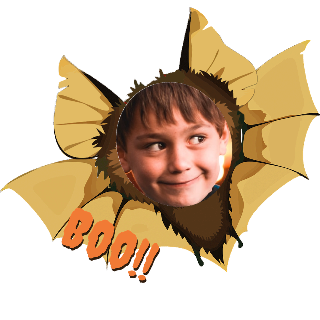 A Picture Of A Boy With A Bat On His Face Halloween Stickers Template