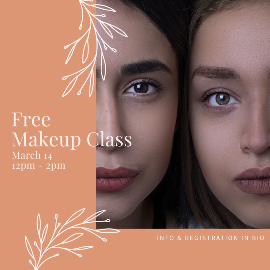 boho chic style woman makeup class workshop instagram post template