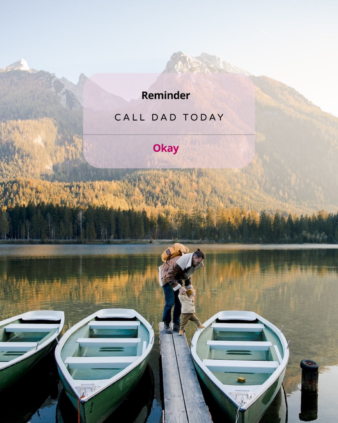 Father’S Day Dad And Child In Lake And Boats Reminder To Call Dad Template Instagram