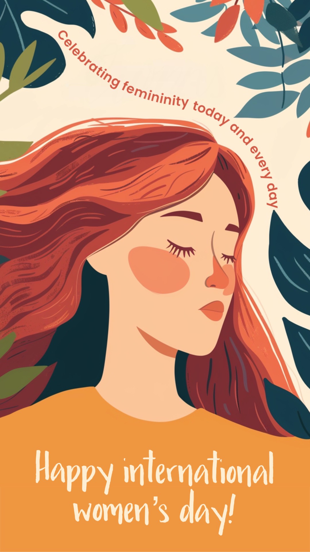  illustrated women and leaves Women’s Day Template