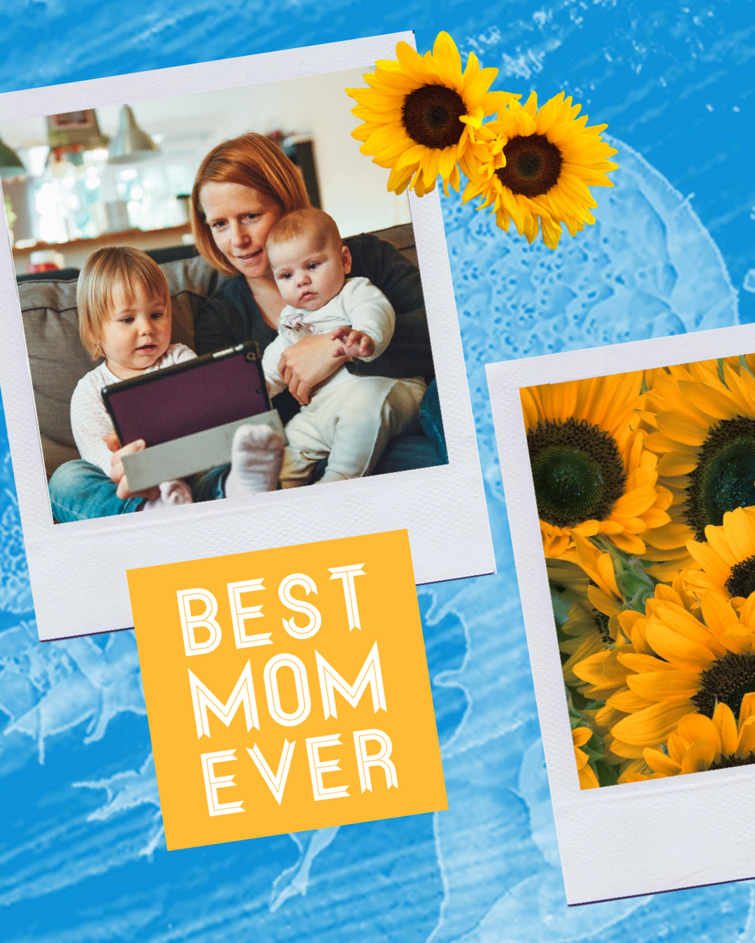 Sunflower Mother And Child Printable Mother'S Day Card Template