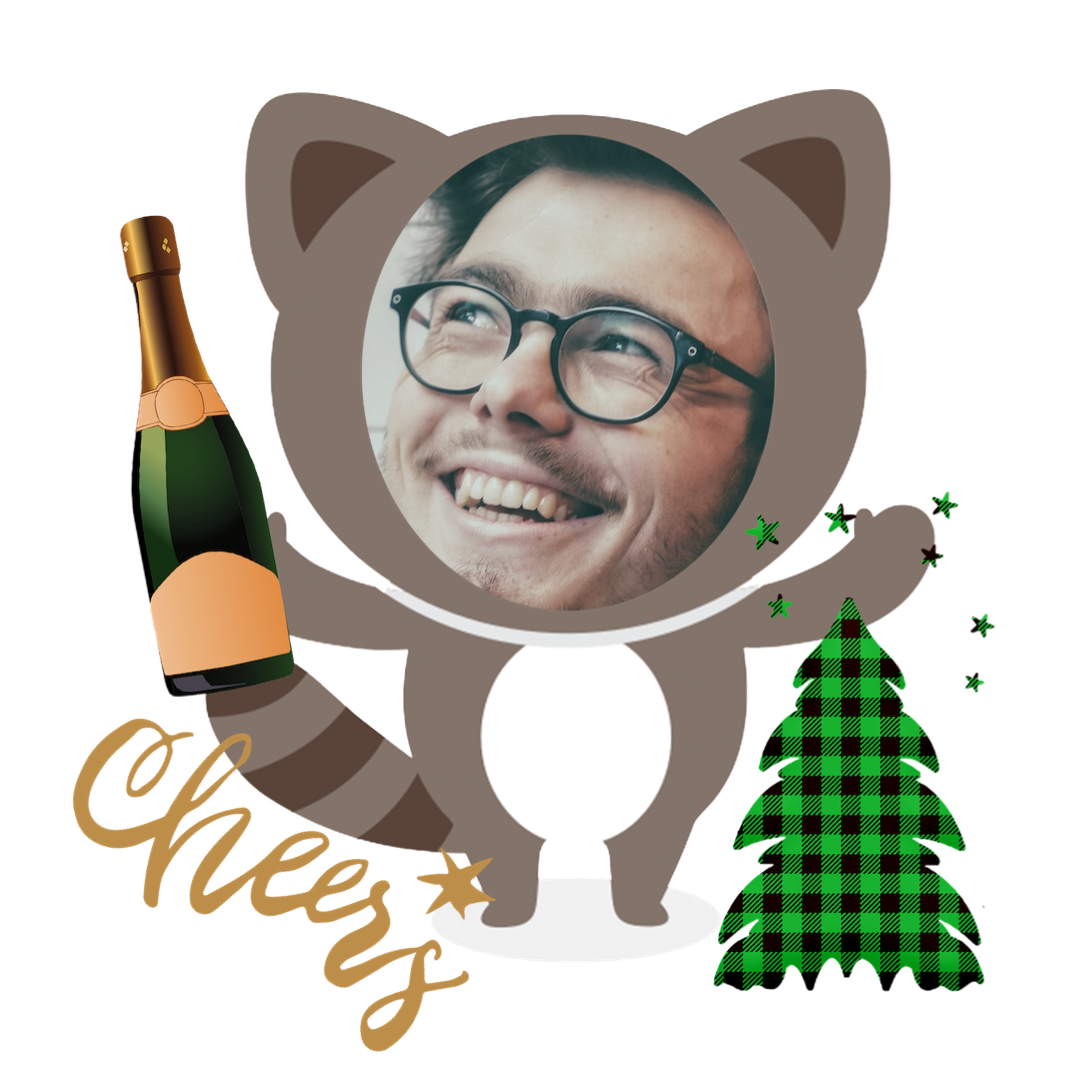 A Picture Of A Man Holding A Bottle Of Wine Christmas Stickers Template