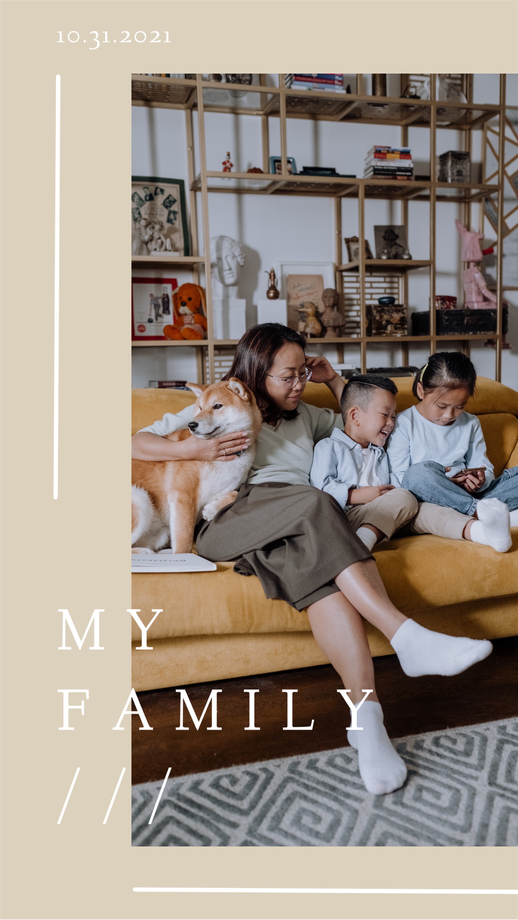 Asian family indoor home Instagram story template