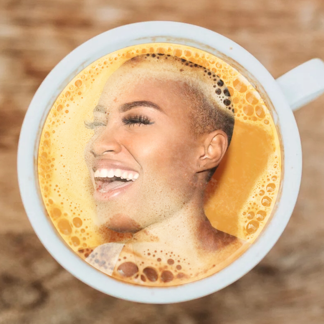 Smiling woman in coffee mug Facebook Post template