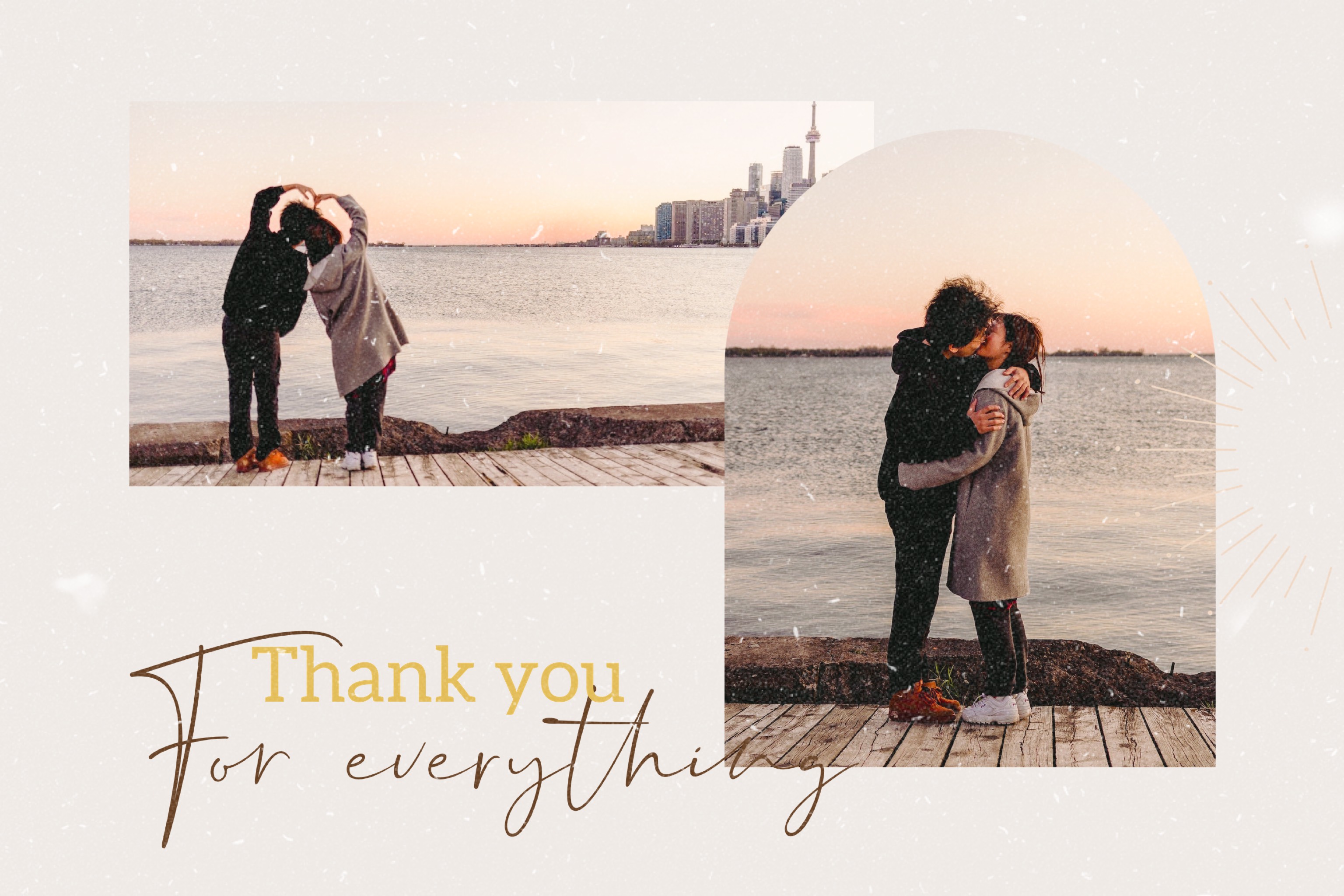A Couple Of People Standing Next To Each Other Thank You Template