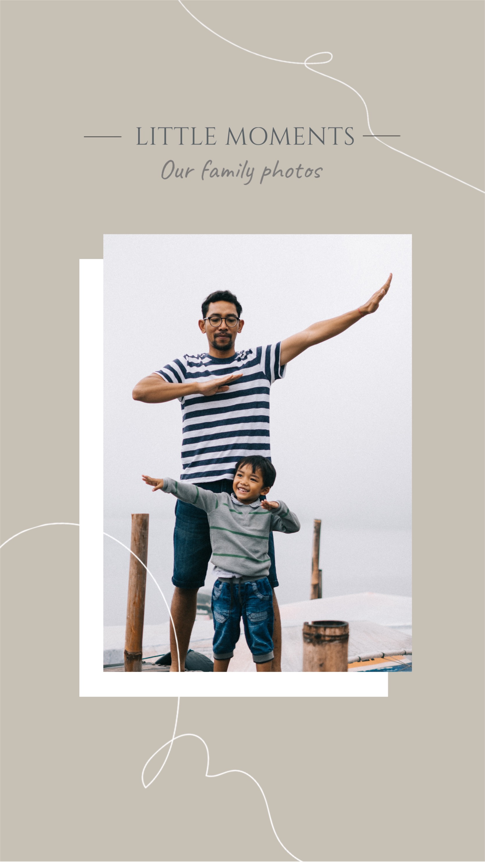 Asian family father and son Instagram story template