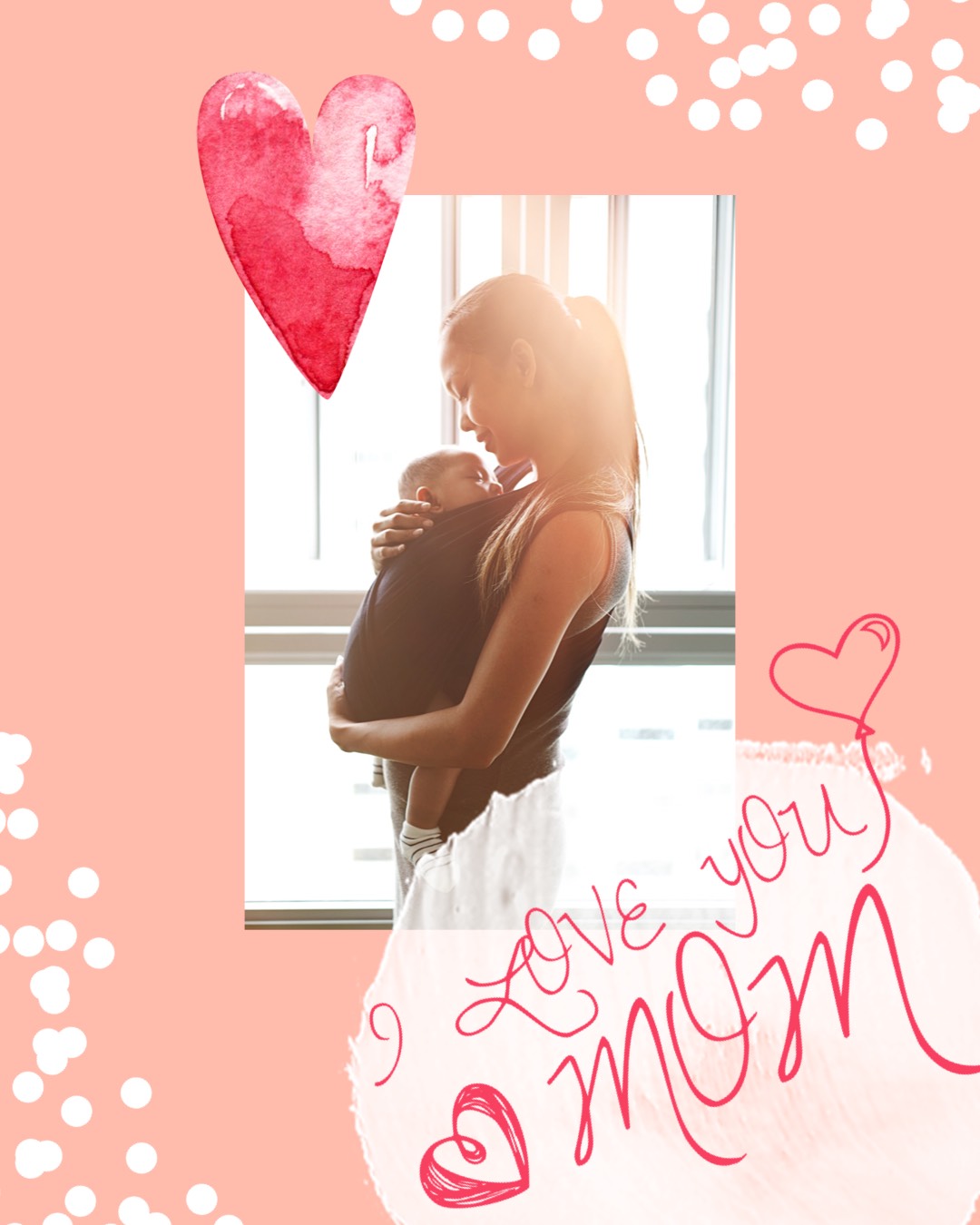 Mother Hugging Her Baby Pink Printable Mother'S Day Cards Template