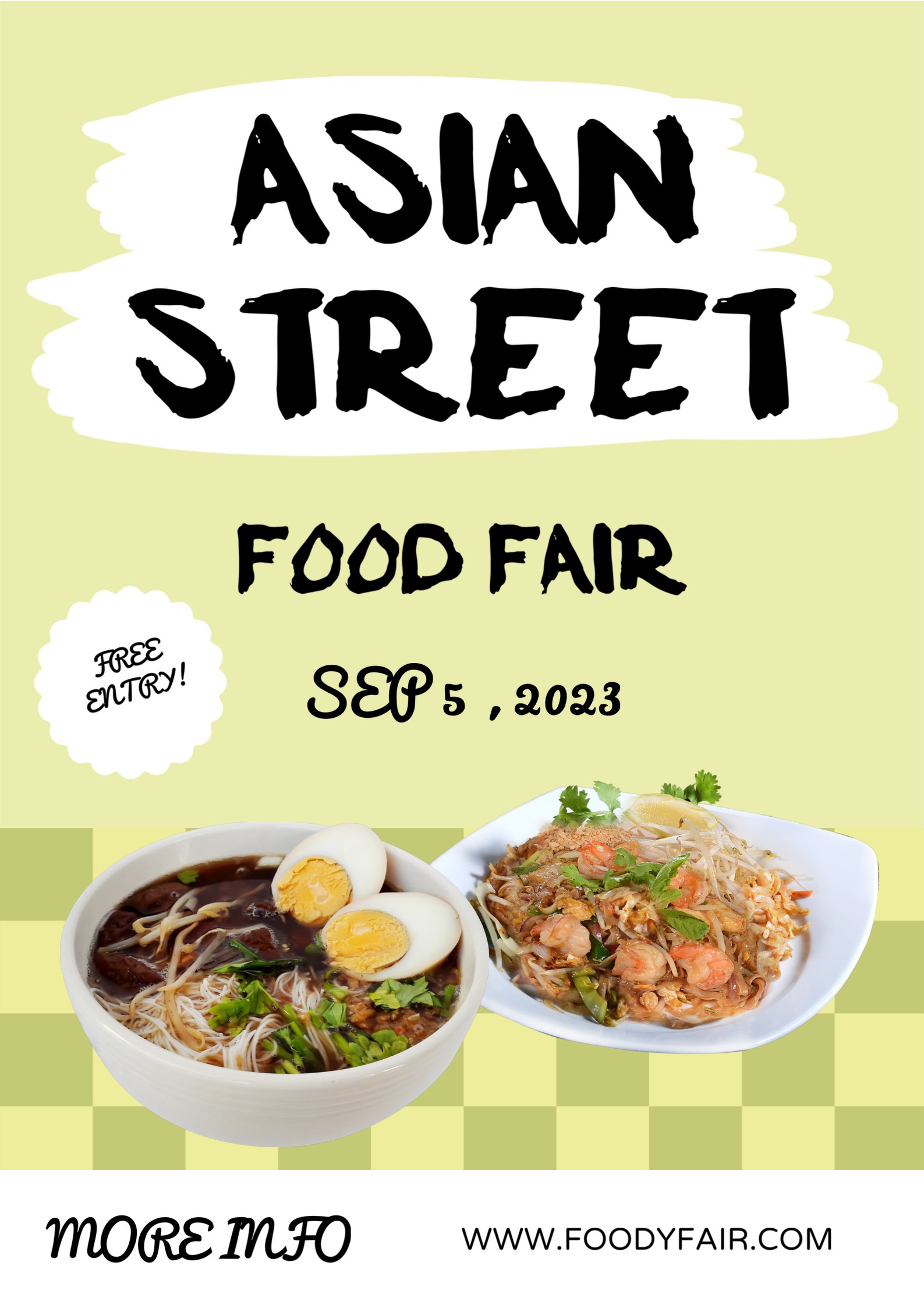 Green Illustrated Asian street food market Poster