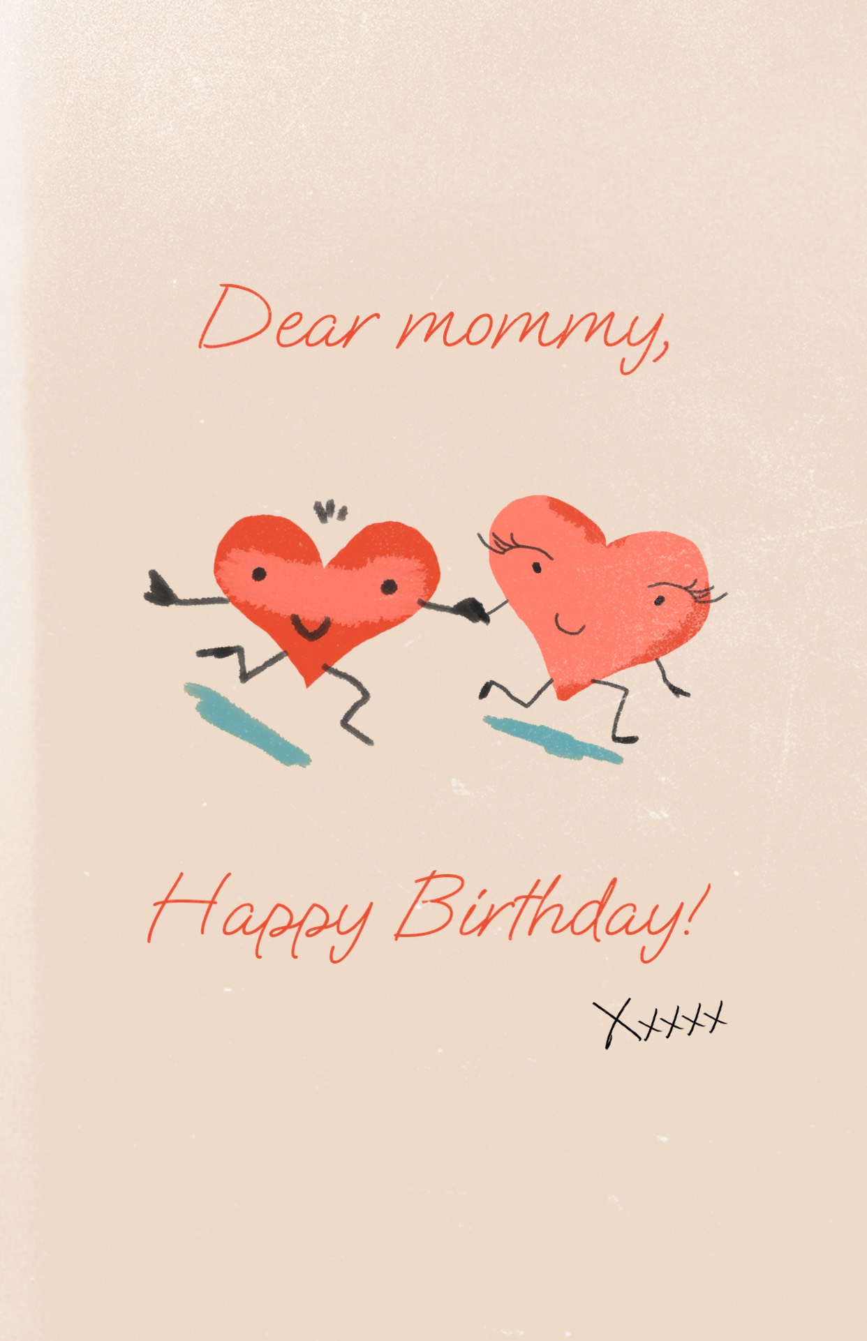 Two Hearts Together Dear Mommy Happy Birthday Template