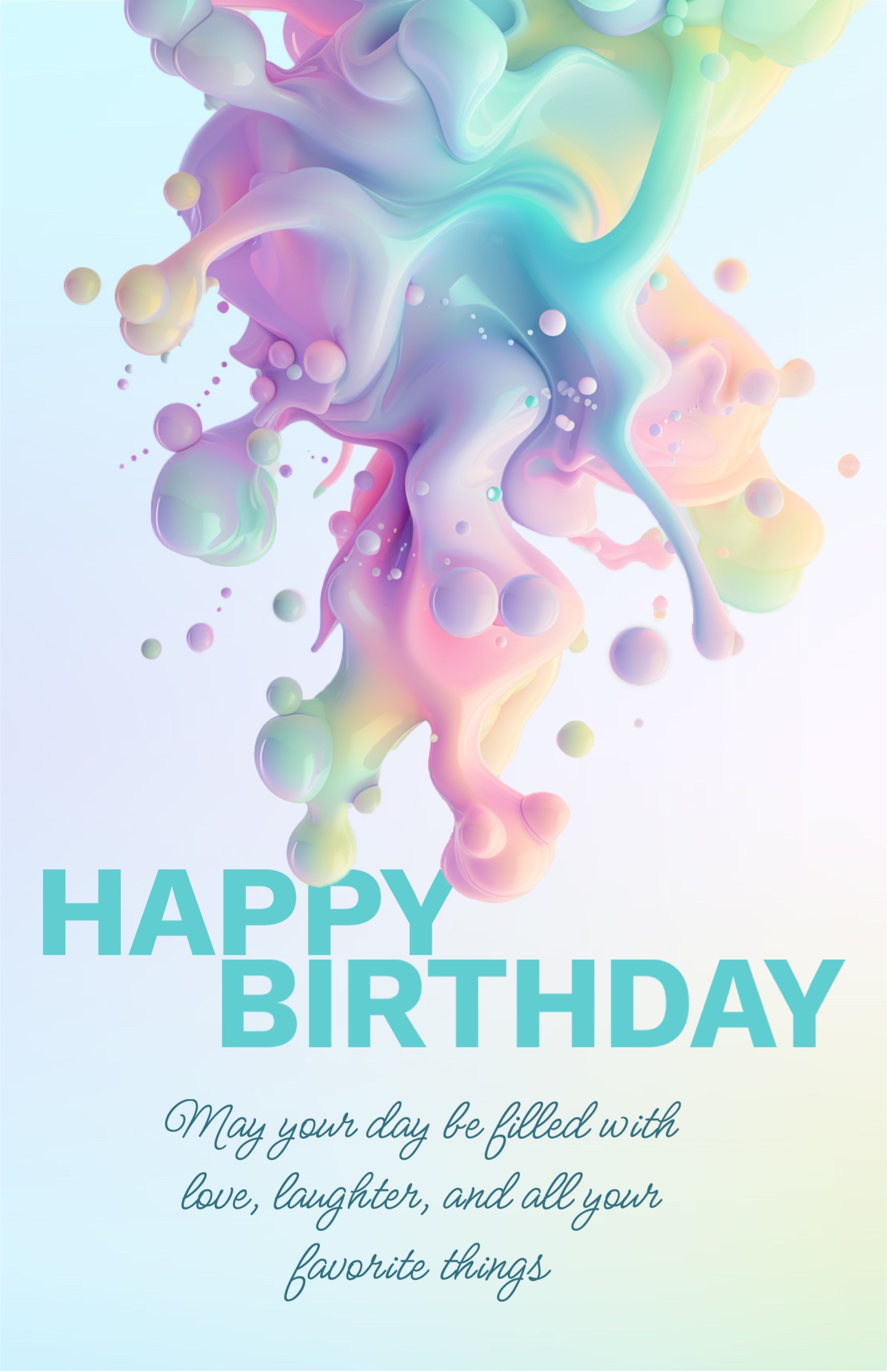 Gradient 3D splashes Birthday greeting card template
