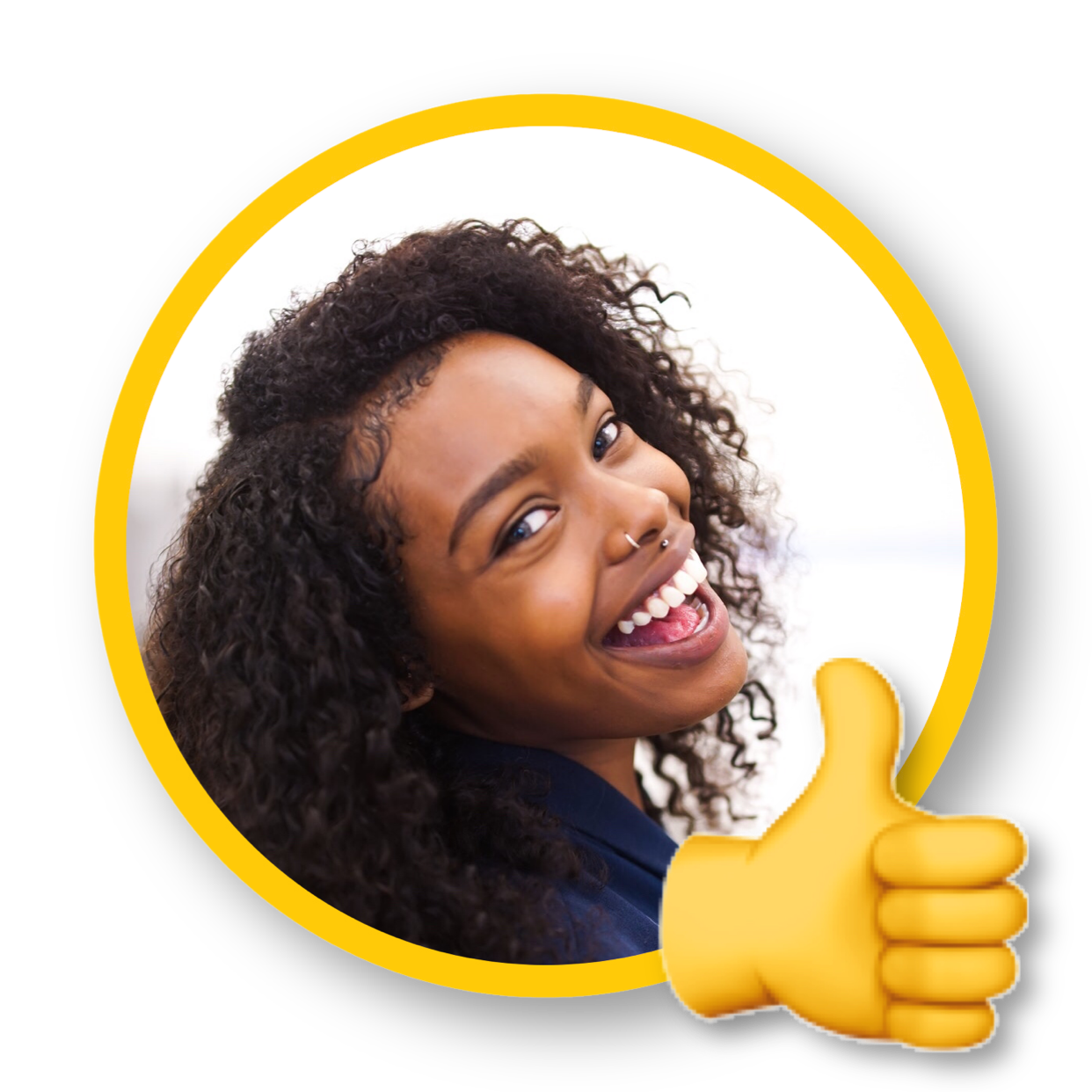 Smiling woman and thumbs up whatsapp stickers template
