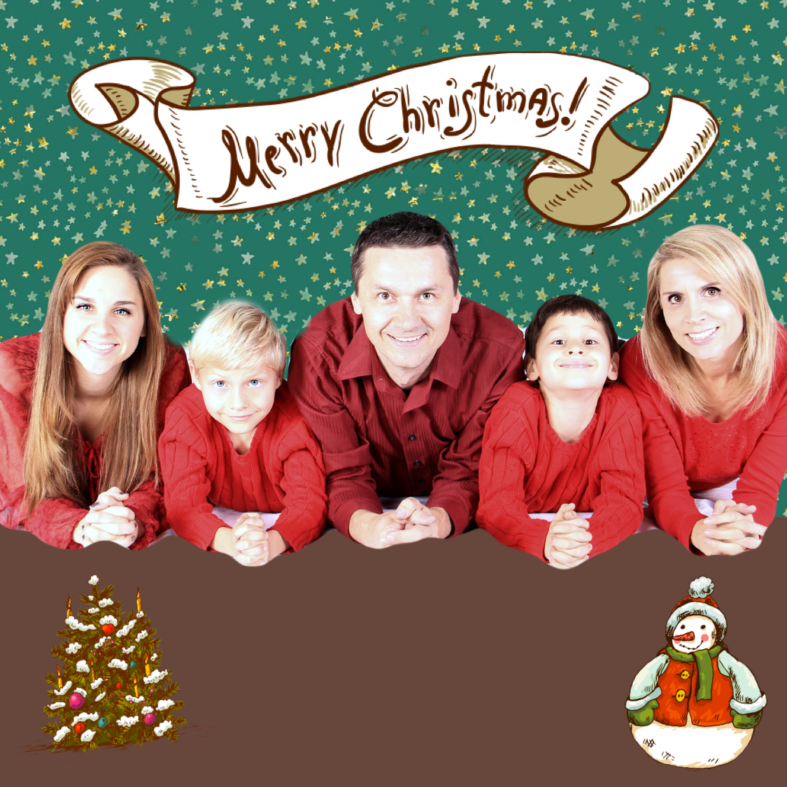 A Family Is Posing For A Christmas Card Template