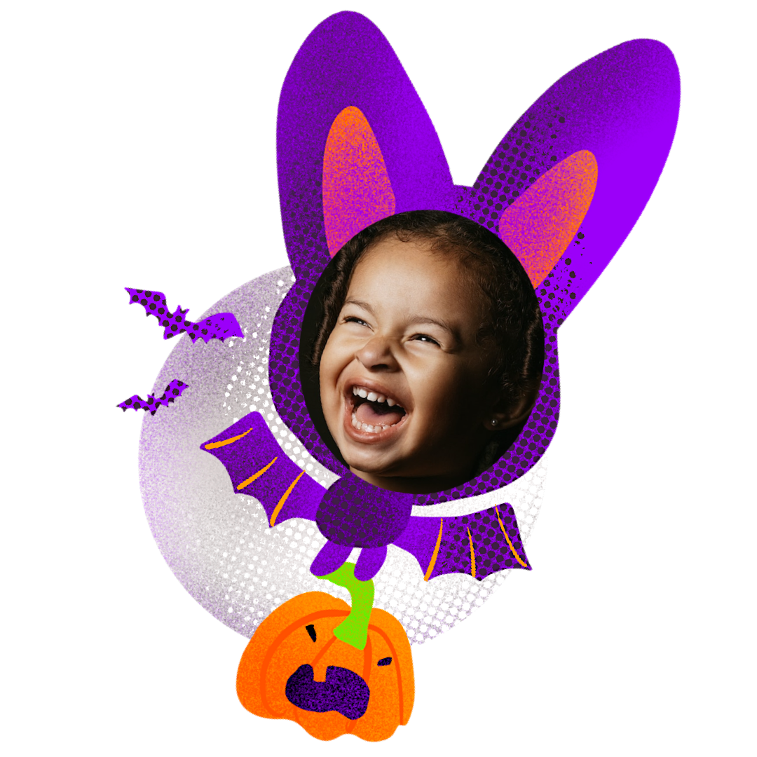 A Picture Of A Child Wearing A Purple Bunny Ears Halloween Stickers Template