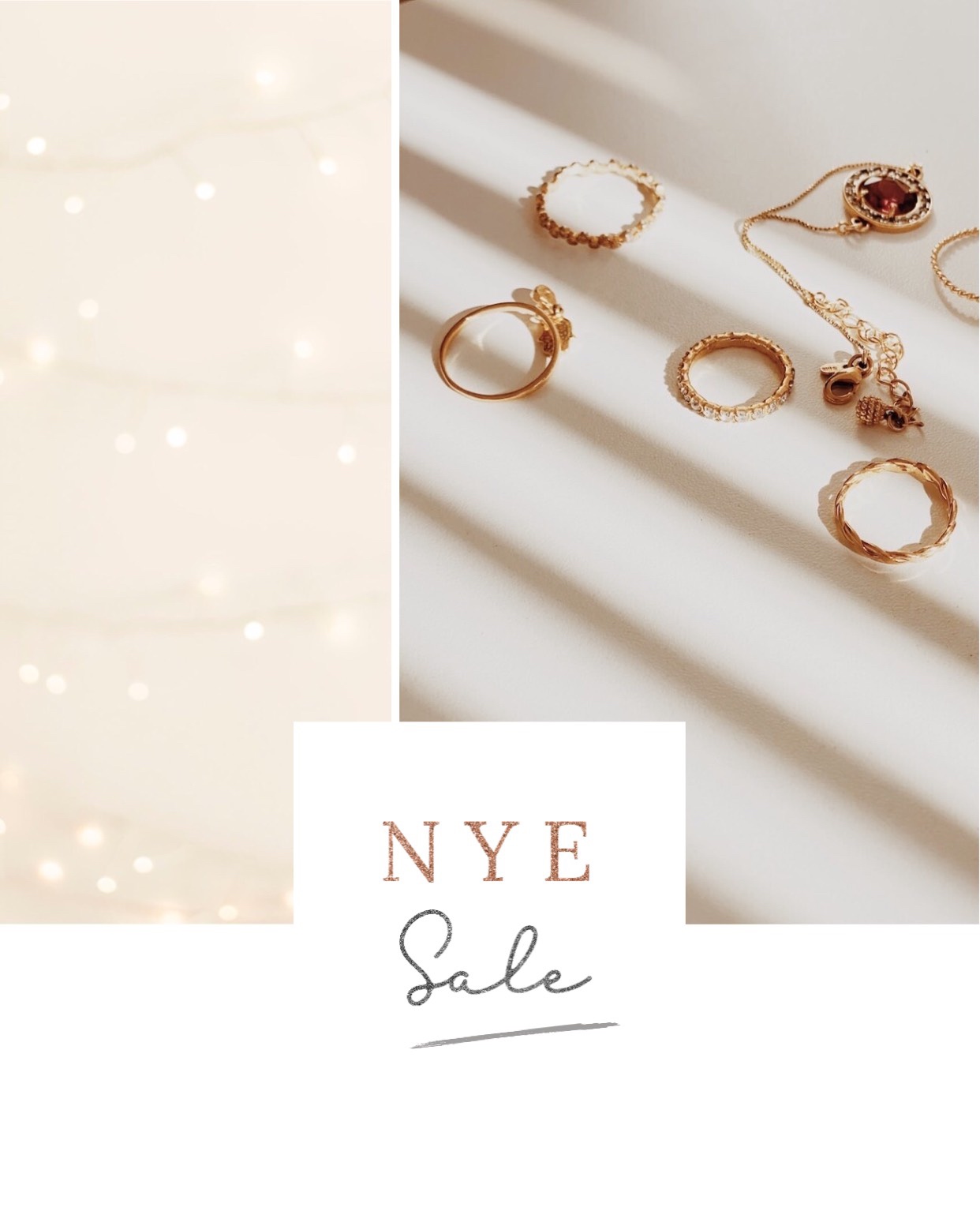 A Collage Of Rings And Rings On A White Background Happy New Year Template