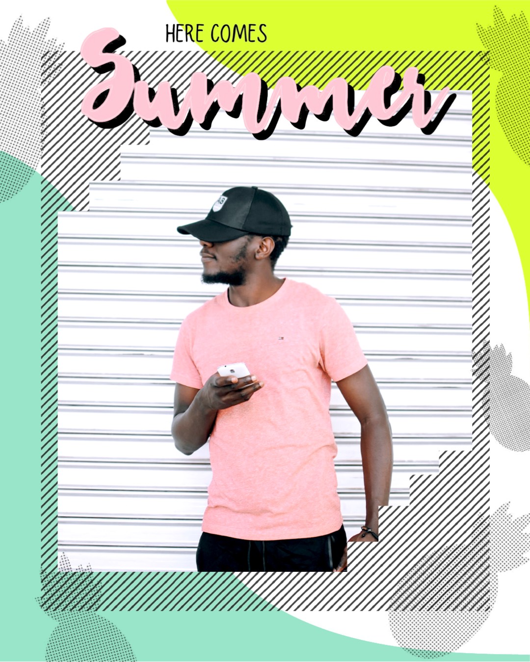 Here Comes Summer Pink Retro Summer Template