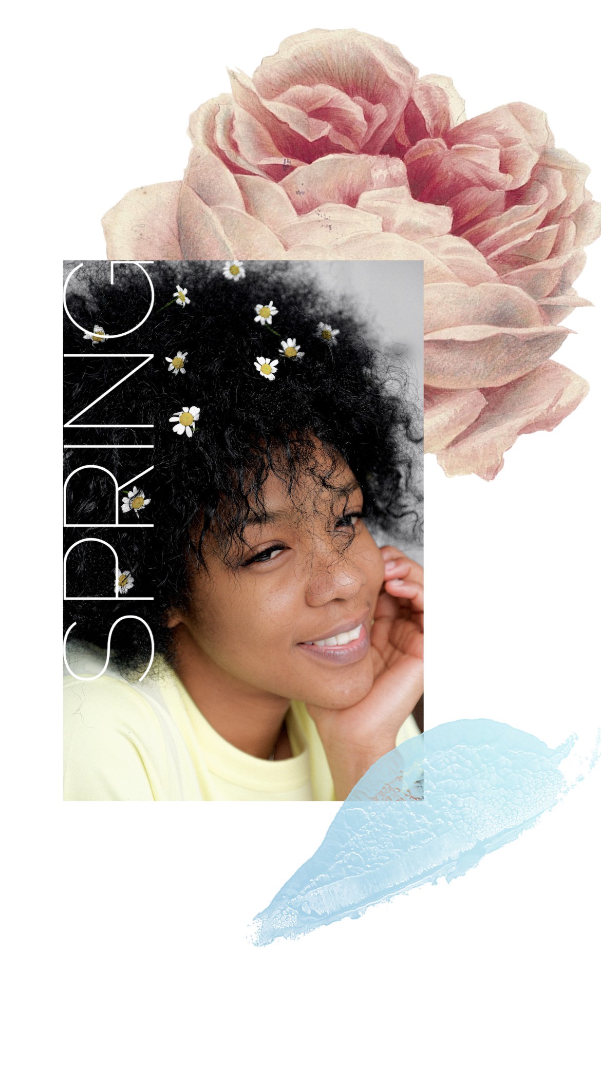 A Woman With A Flower In Her Hair Spring Story Template