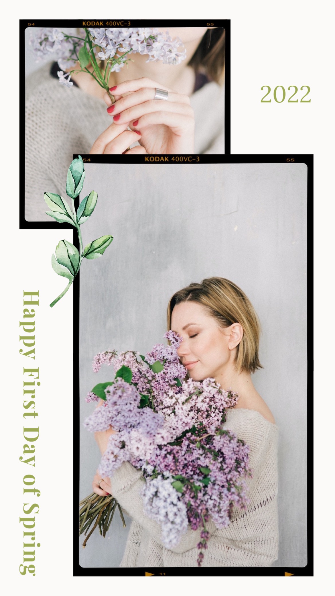 A Woman Holding A Bouquet Of Purple Flowers Spring Story Template