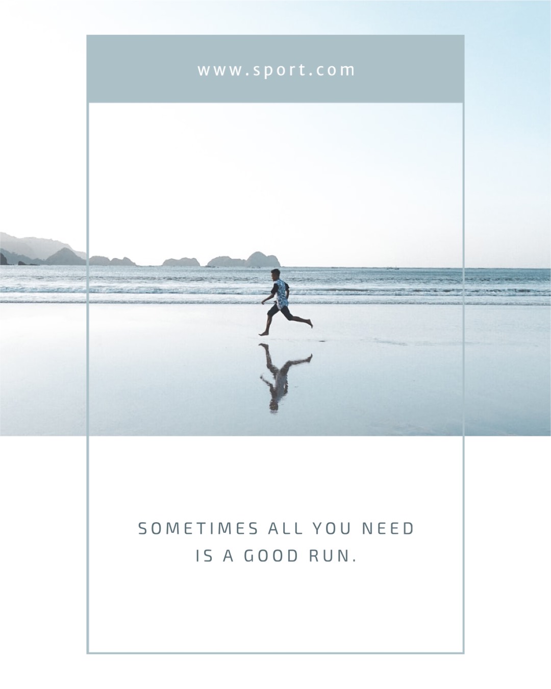 A Person Running On The Beach With A Quote Sports Template